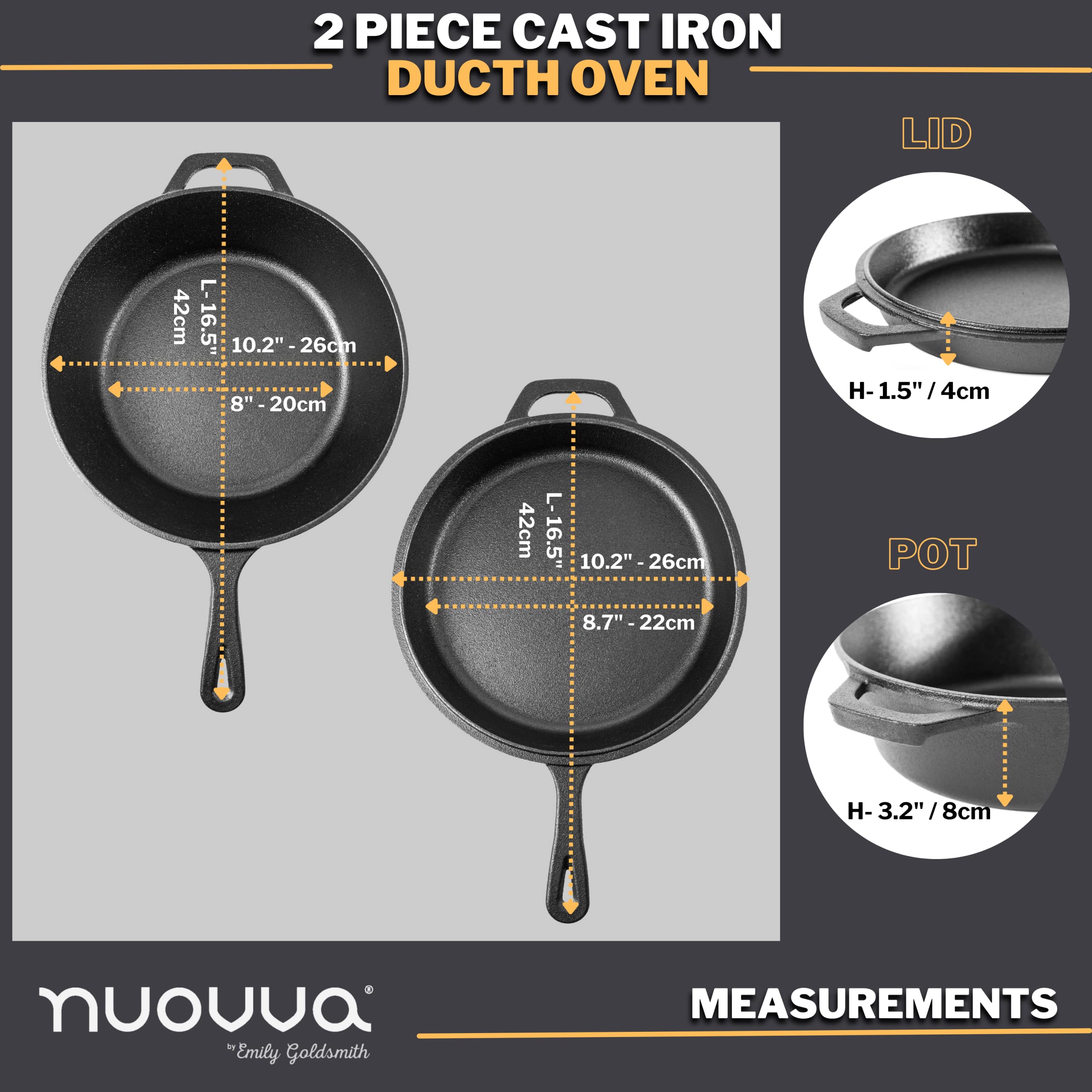 Premium 2-Piece Cast Iron Skillet Set – Pre-Seasoned 10