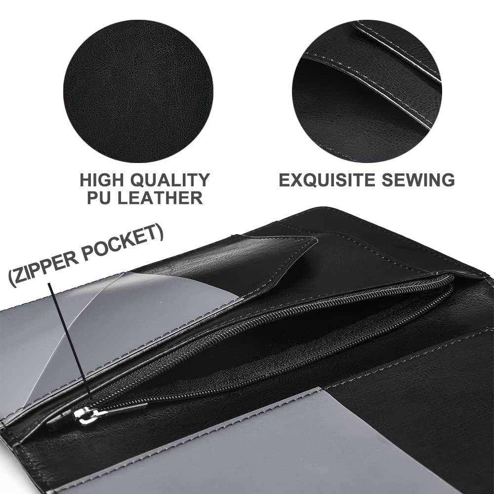 Black Server Book with Zipper Pocket - Waiter Organizer for Notes & Cash - Perfect for Restaurant Staff