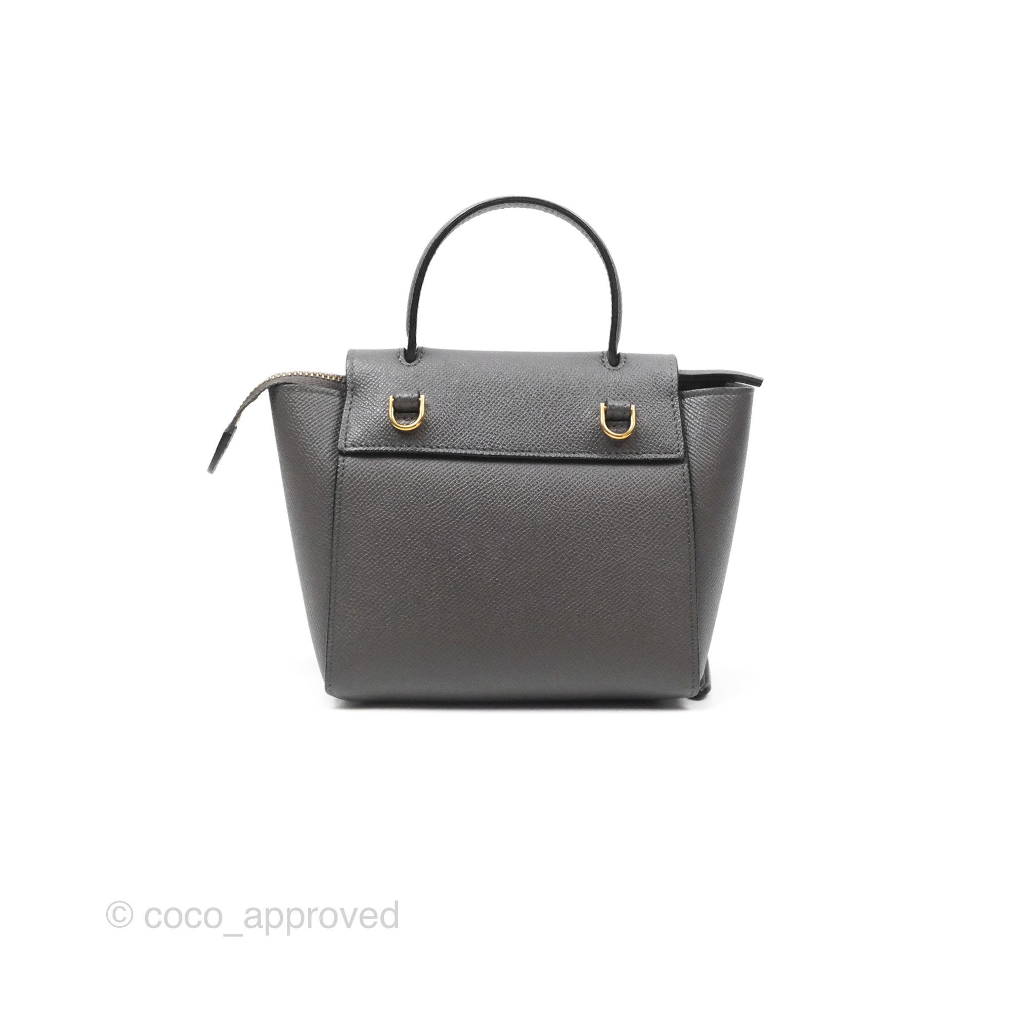Celine Pico Belt Bag in Grey Grained Calfskin with Gold Hardware - Luxury Crossbody Bag for Women, Perfect for Everyday Use & Special Occasions