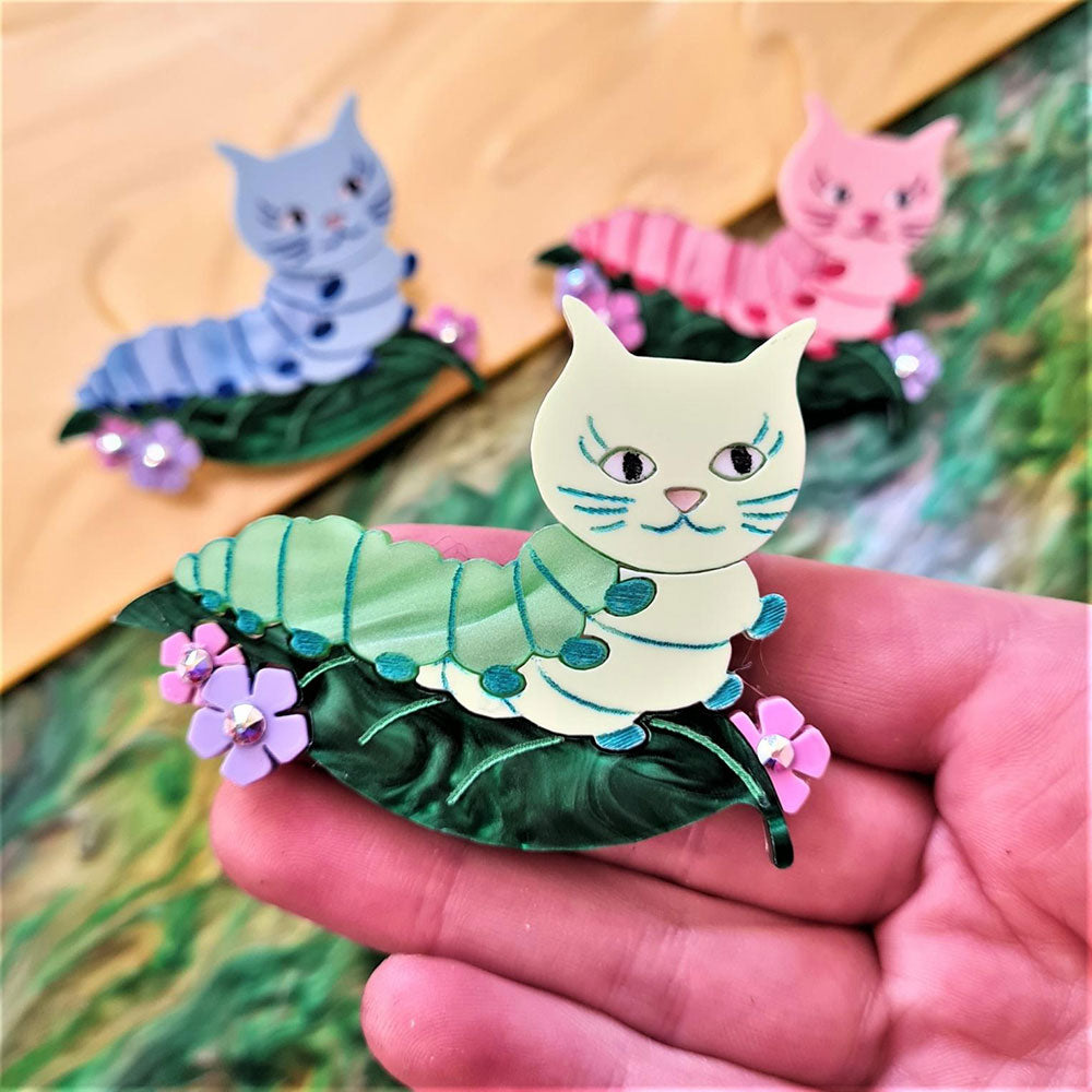 Handmade Caterpillar Critter Brooch - Unique Insect Jewelry for Women by Cherryloco | Perfect for Jackets, Scarves & Hat Pins