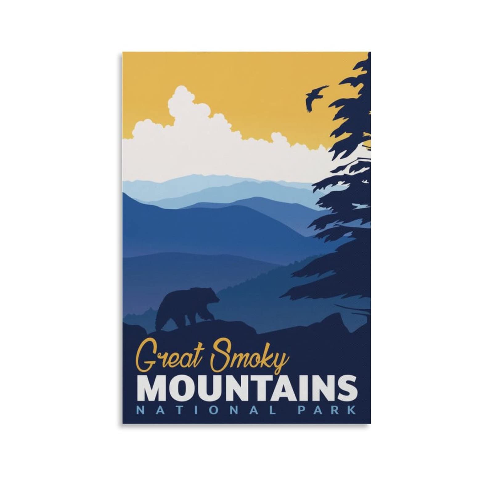 Vintage Great Smoky Mountains National Park Travel Posters - Canvas Art Wall Decor for Bedroom, Living Room & Office - Nature Landscape Painting Prints - Perfect for Home Decor, Housewarming Gifts & National Park Enthusiasts
