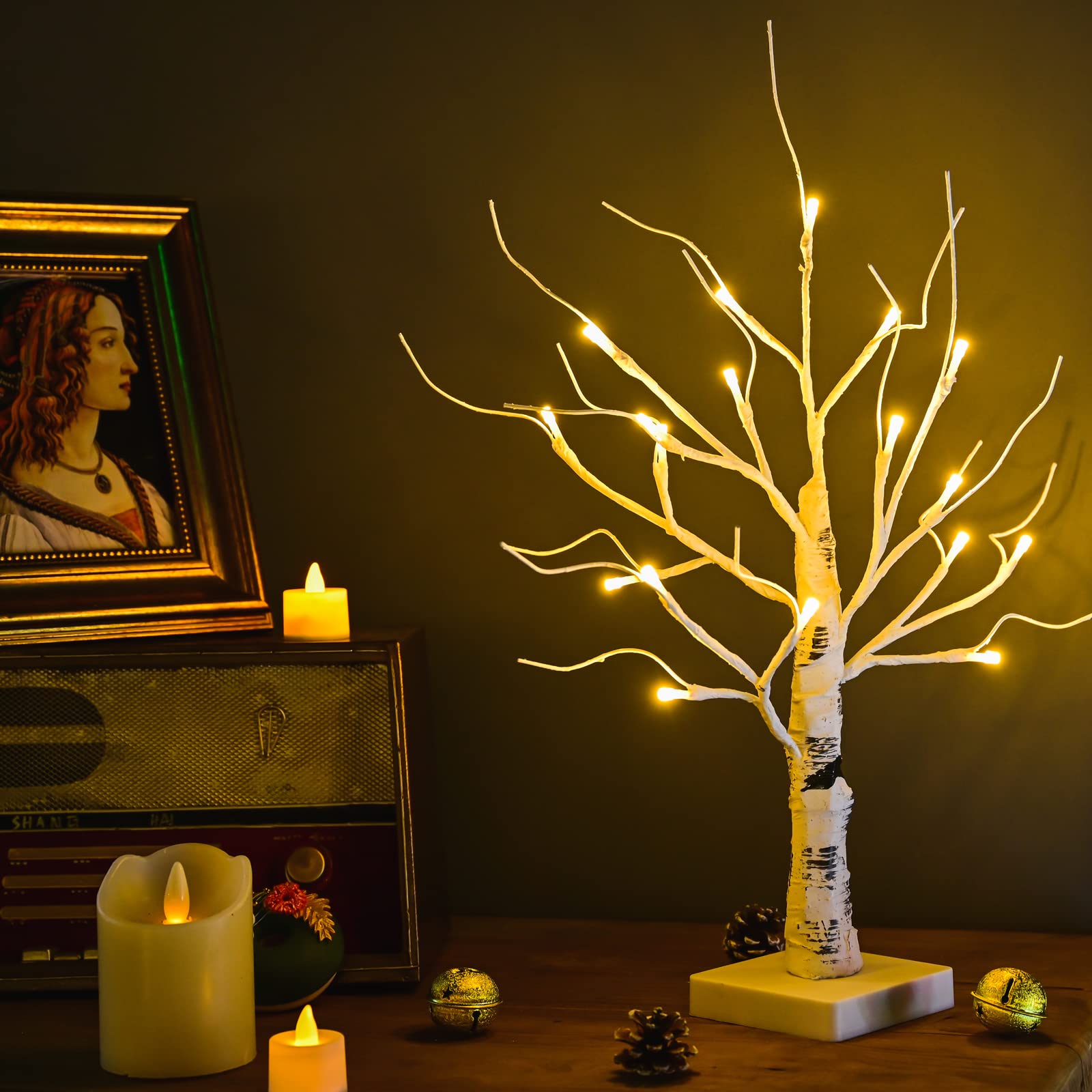 1.5ft LED Birch Tree with 18 Warm White Fairy Lights - Battery Operated Tabletop Decor for Christmas, Weddings & Home Décor | Perfect for Bedroom, Party, Jewelry Display & Holiday Decorations