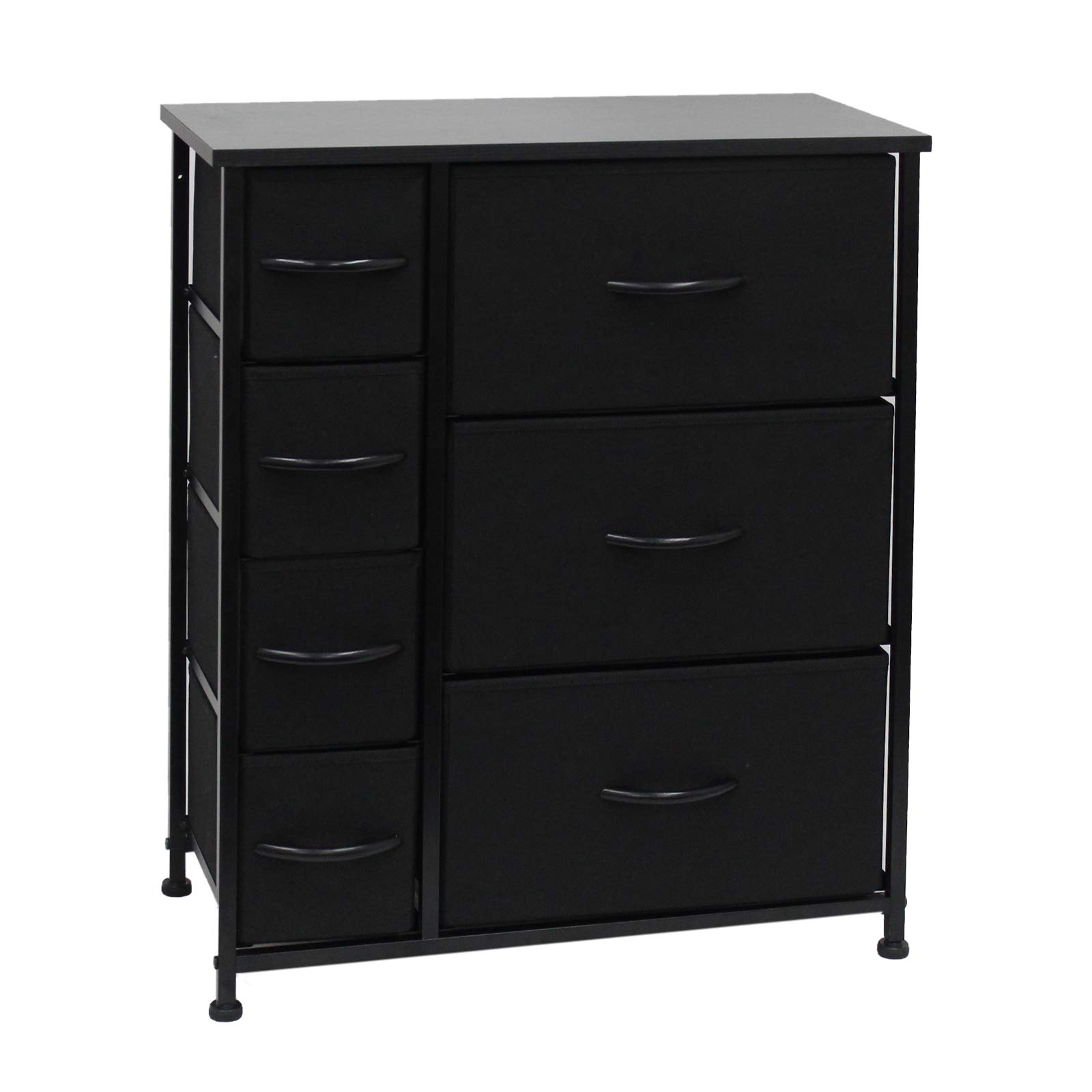JAJUMUDO 7-Drawer Wood Dresser for Bedroom - Compact Storage Organizer for Clothes, Toys & Accessories - Perfect for Small Spaces, Living Room, Nursery & Closet Organization (Black)
