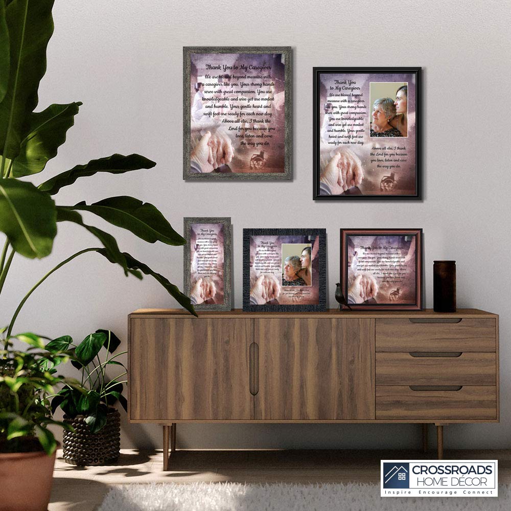 Crossroads Home Décor Thank You to My Caregiver - Inspirational Picture Frame with Thoughtful Message (8671W) - Perfect Gift for Nurses, Doctors, and Caregivers for Appreciation and Home Decor