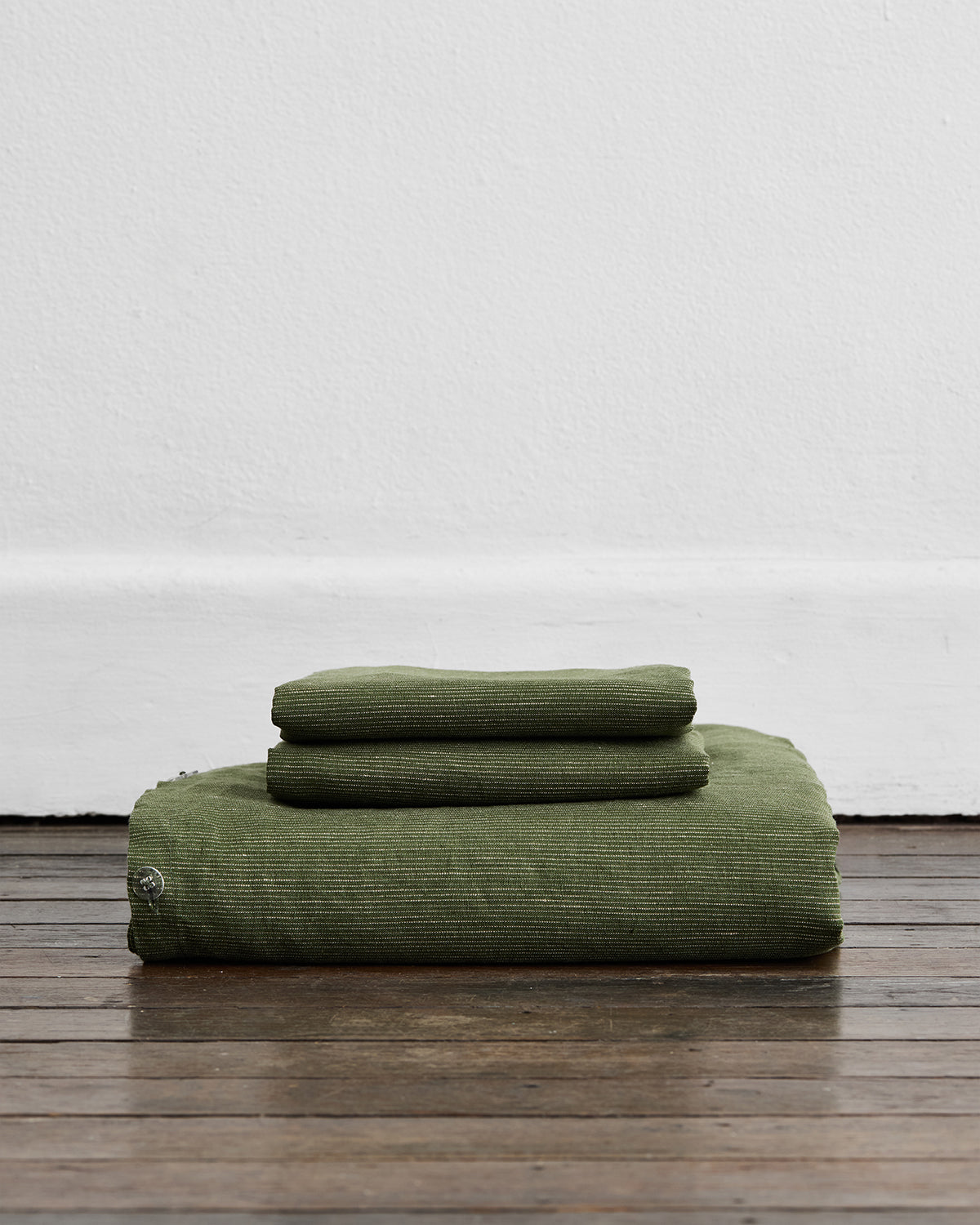 Premium Olive Stripe 100% French Flax Linen Duvet Cover Set - Breathable & Soft Bedding for All Seasons - Perfect for Master Bedroom, Guest Room & Vacation Homes