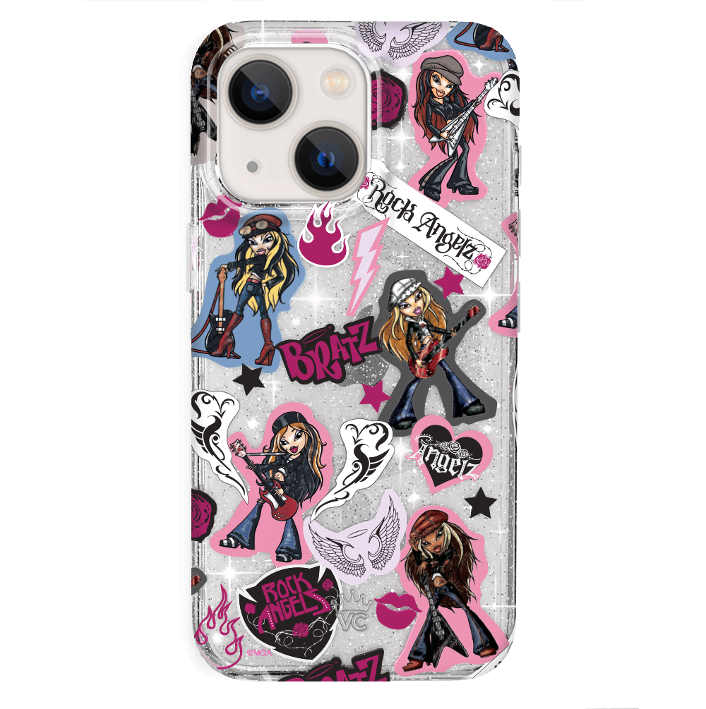 Bratz Rock Angelz Glitter iPhone Case - Stylish Protective Cover for iPhone 13/14/15 Pro Max - Trendy Sparkle Design for Girls & Teens - Perfect for School, Parties & Daily Use