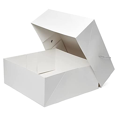 Premium White Hat Gift Boxes 16x16x7 Inches - Pack of 25 Large Decorative Storage Boxes with Lids for Christmas Presents, Holiday Wreaths, Party Favors & Home Organization