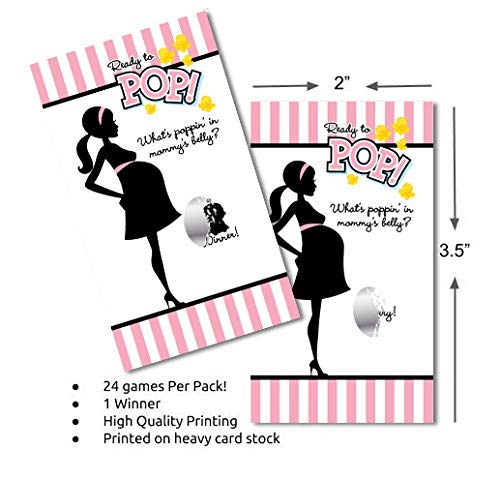Baby Shower Scratch Off Game - 24 Ready To Pop Pink Scratch Cards | Fun Baby Shower Activity & Gender Reveal Party Game Idea | Perfect for Coed Showers, Virtual Events & Nursery Decor