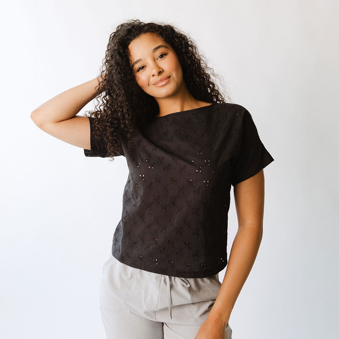 Boss Tee - Stylish Black Eyelet T-Shirt for Men | Casual & Business Wear | Perfect for Office, Outings & Date Nights