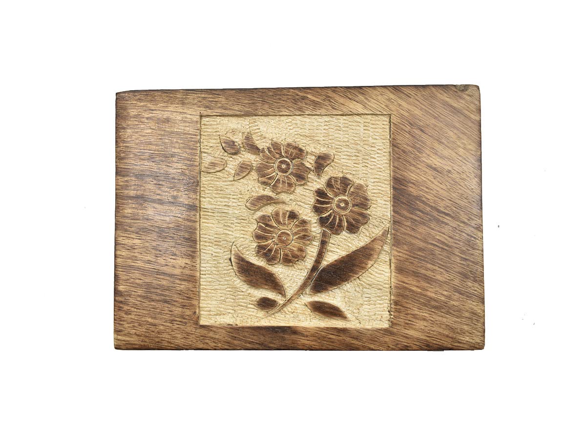 Hand Carved Wooden Decorative Box with Floral Design - Jewelry Organizer, Keepsake Box, Treasure Chest for Women | Perfect Gift for Her, Home Decor, Wedding, Anniversary & Special Occasions