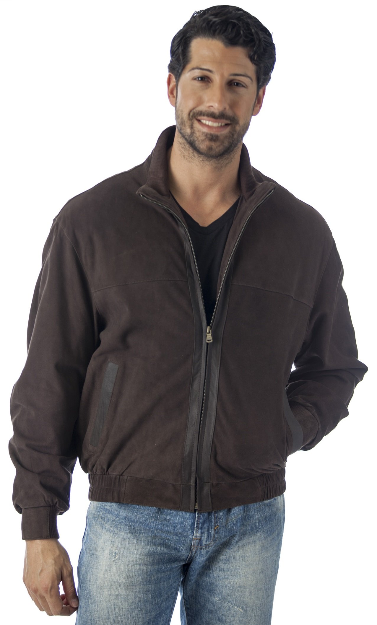 REED Quello Men's Lightweight Water-Resistant Suede Leather Waist Jacket - Stylish Outdoor Windbreaker for Hiking, Travel & Casual Wear
