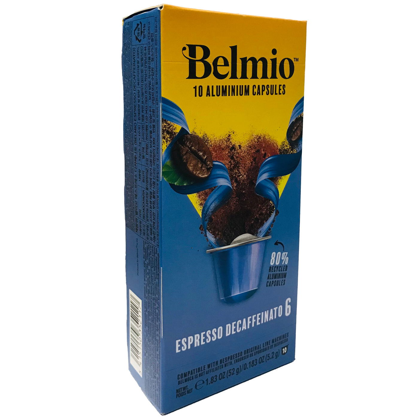 Belmio Decaffeinated Coffee Pods for Nespresso® Machines - 6 Capsules x 10 Pack (60 Total) - Rich & Smooth Flavor - Perfect for Afternoon Relaxation or Evening Enjoyment