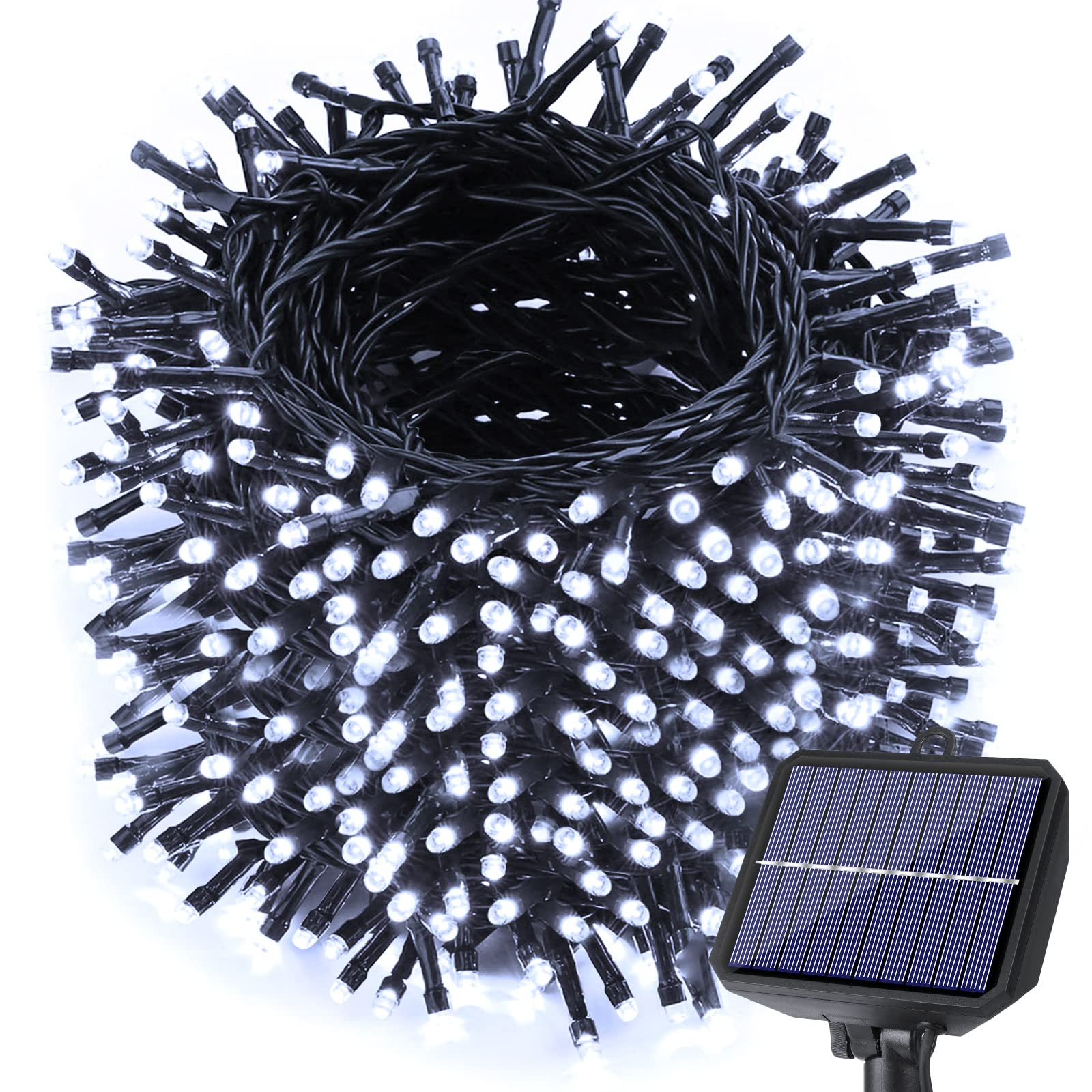 Toodour 121ft 350 LED Solar Christmas Lights - 8 Modes Waterproof Outdoor String Lights for Garden, Patio, Balcony - Perfect for Holiday Decorations, Parties & Christmas Tree Lighting (White)