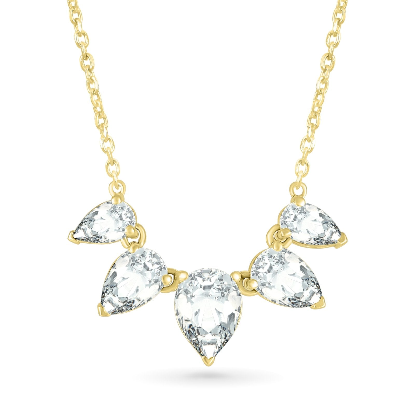 10K Yellow Gold Teardrop White Sapphire Necklace for Women - Elegant Dainty Pendant Jewelry Gift for Birthday, Anniversary & Special Occasions