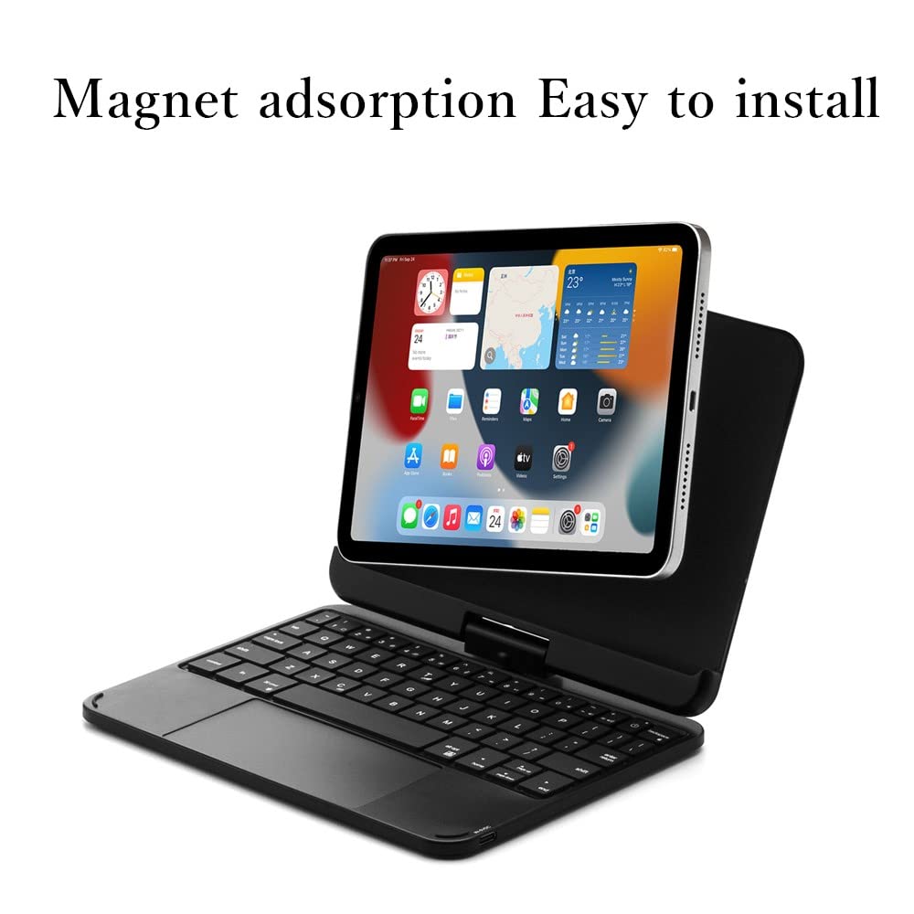360° Rotatable Magnetic Keyboard Case for iPad Mini 6th Gen - Rose Gold Backlit Trackpad with Touchpad | Perfect for Work, Travel & Home Office Use