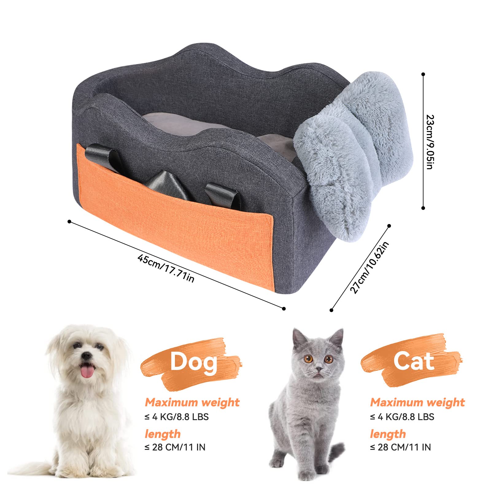 **Small Dog Car Seat - Dark Gray Pet Booster Seat for Center Console, Safe & Comfortable Puppy Travel Accessory - Perfect for Road Trips, Daily Commutes & Vet Visits**