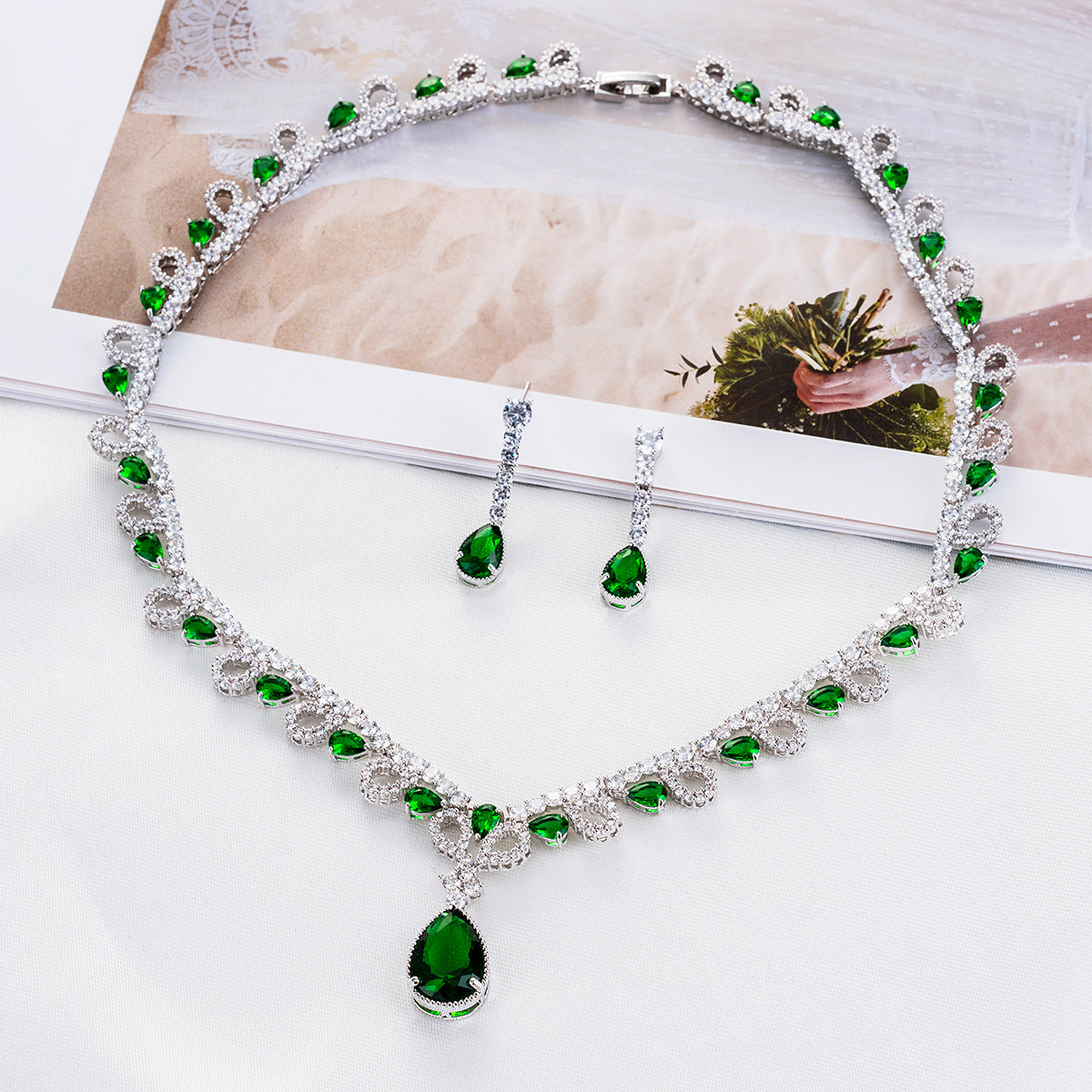 Elegant Cubic Zirconia Bridal Jewelry Set - Necklace & Earrings for Wedding, Engagement & Special Occasions | CN10035 | Perfect Gift for Bride, Bridesmaids & Anniversary Celebrations