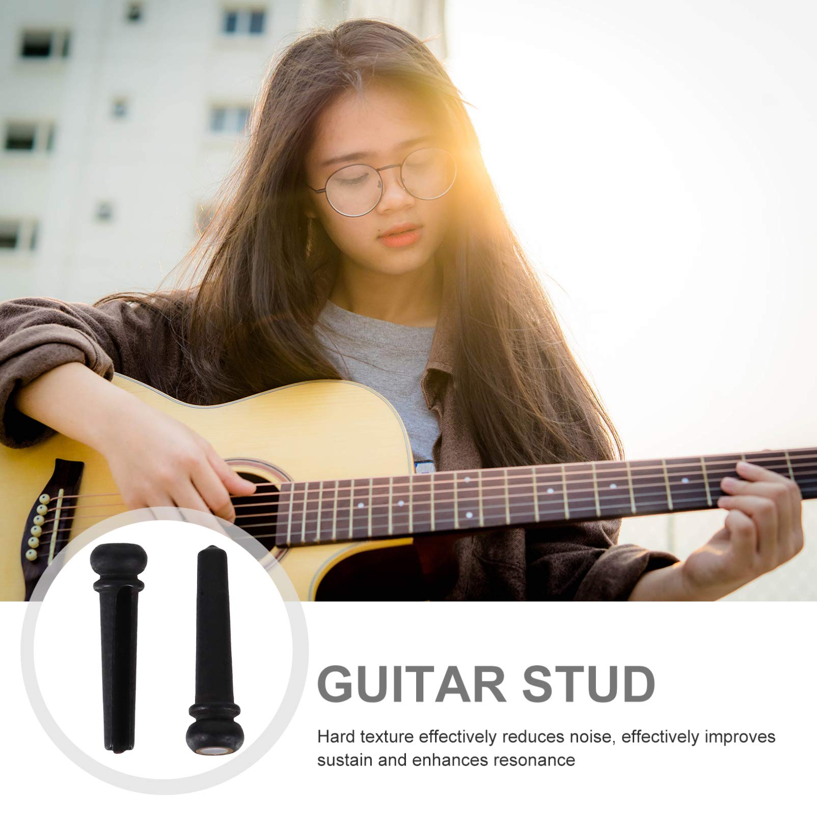 **Milisten 4-Piece Acoustic Guitar Bridge Pins with Abalone Inlay - Black Ebony Wood Slotted Pegs for Bass & Shell Guitar Replacement Parts - Perfect for DIY Repairs & Instrument Upgrades**