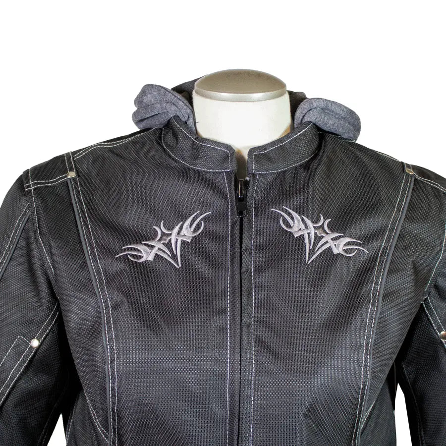 Open Road Women's Zip Out Hoodie Reflective Textile Motorcycle Jacket - Windproof & Waterproof Riding Gear for Commuting & Adventure Travel