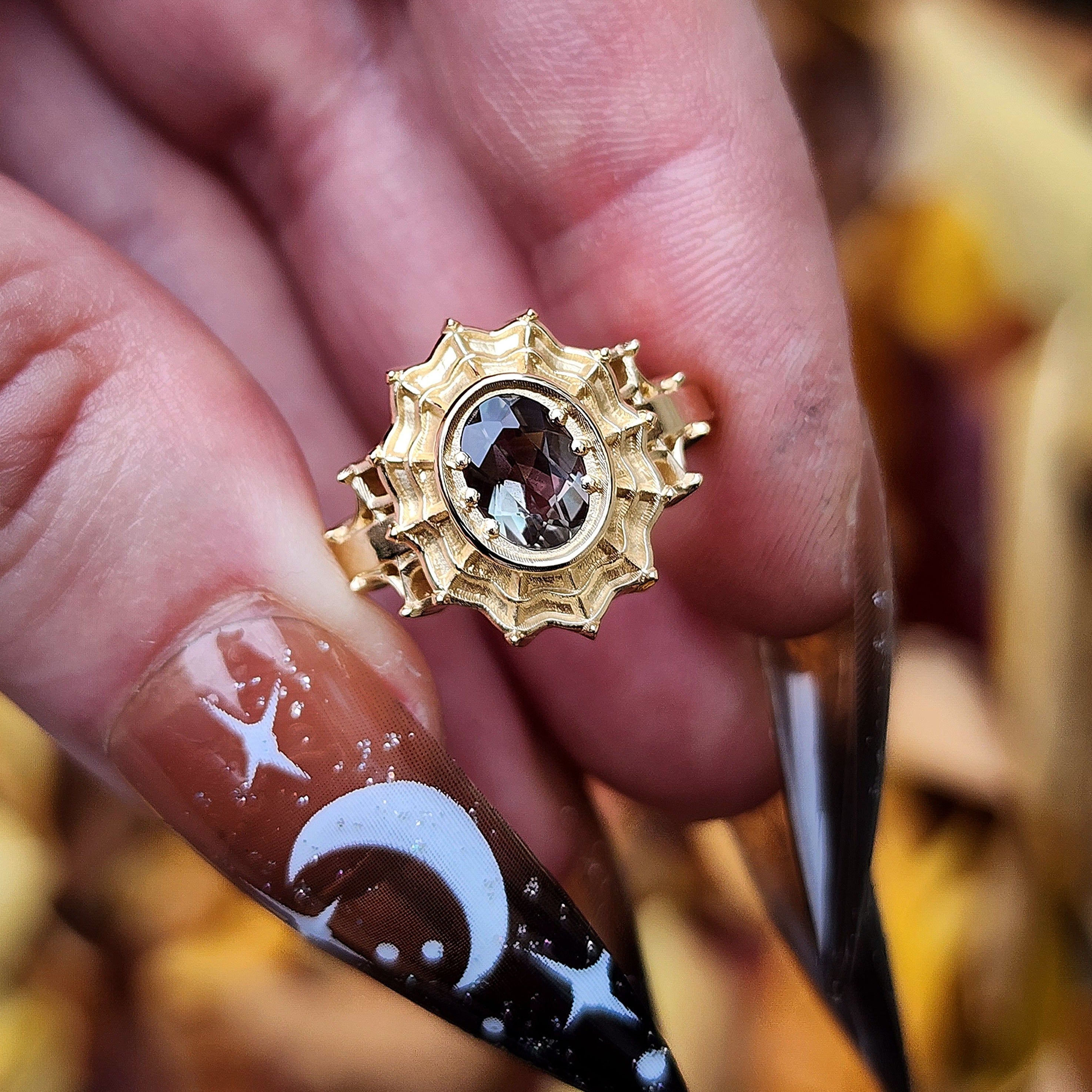 Morticia Spider Web Engagement Ring Setting - Customizable Wedding Band for Unique Handmade Jewelry - Perfect for Gothic, Halloween, and Alternative Bridal Styles
