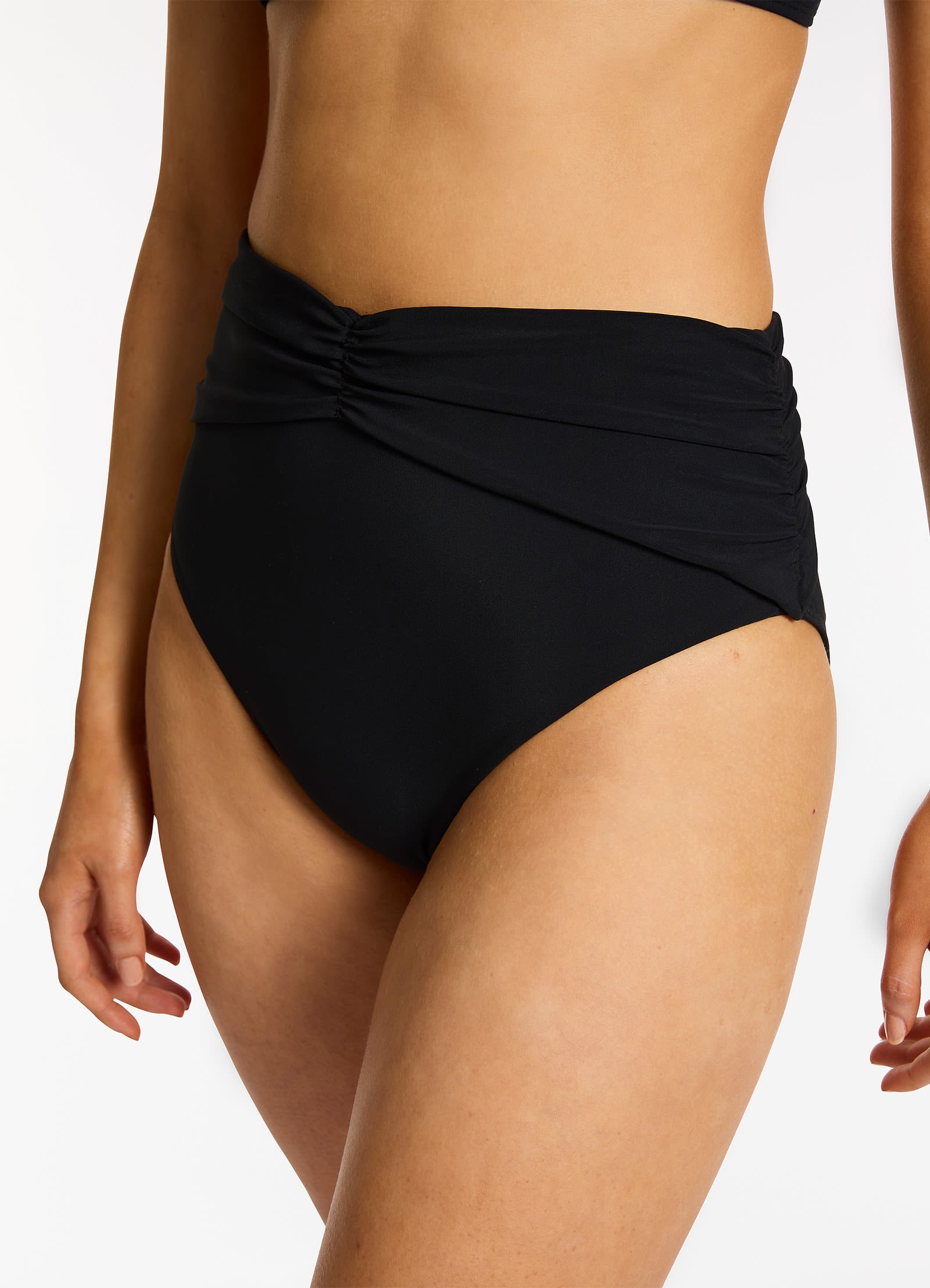 Jetset High Waist Ruched Bikini Bottom - Black | Swimwear for Women | Perfect for Beach Vacations & Pool Parties