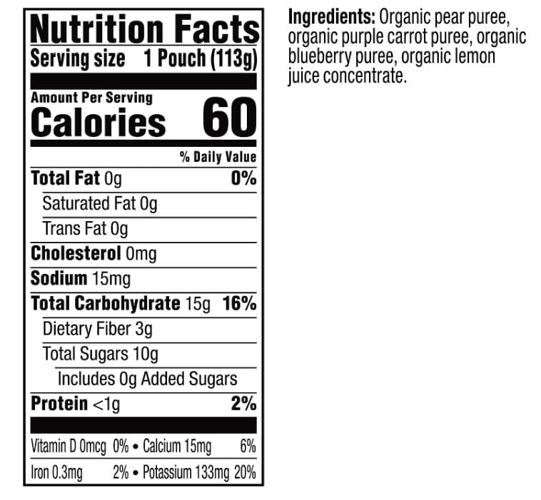 Organic Plum Stage 2 Baby Food - Pear, Purple Carrot & Blueberry Blend - 4oz Pouch (Pack of 12) | USDA Certified | Non-GMO | Easy Squeeze Pouch for On-the-Go Feeding | Perfect for Travel, Daycare & Snack Time