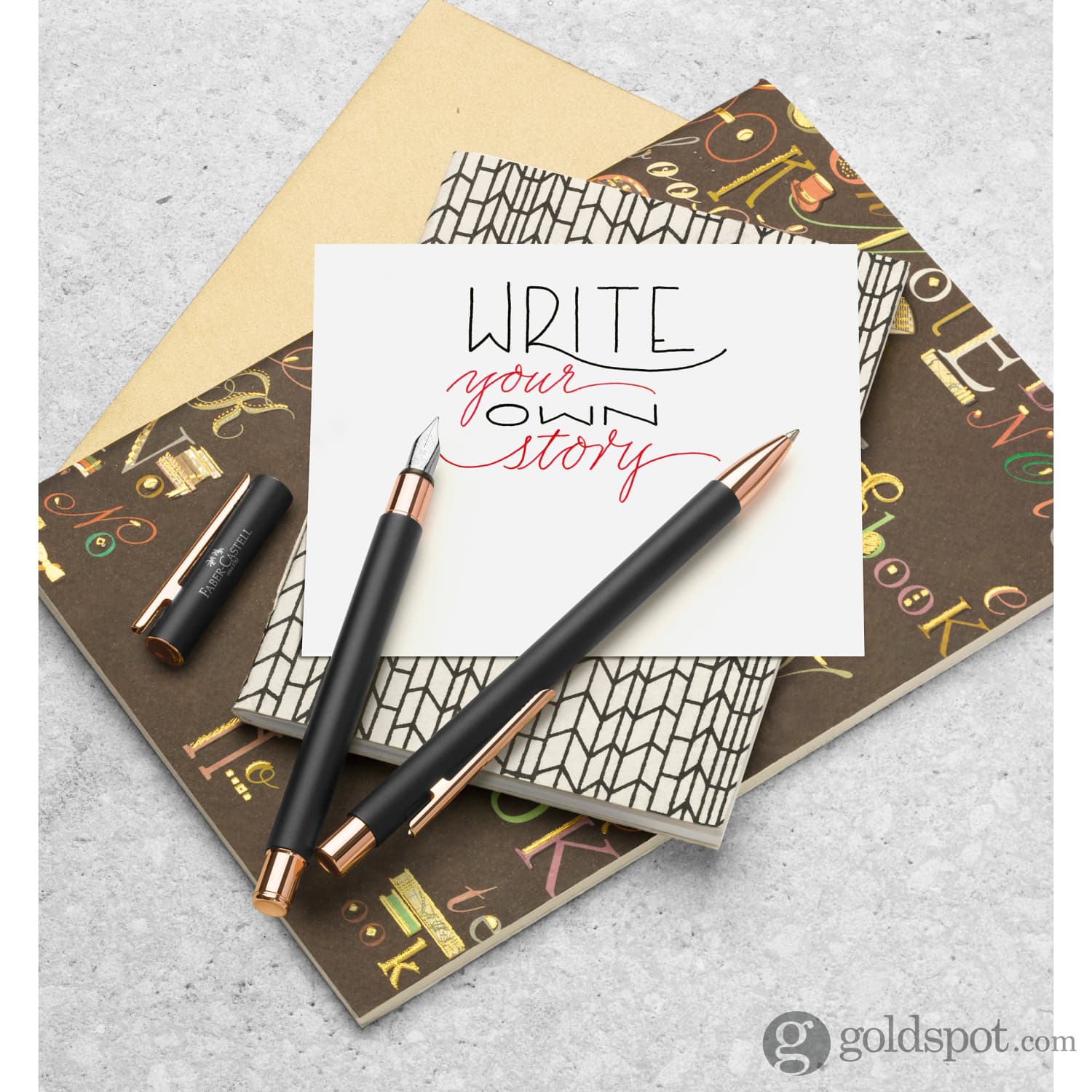 Faber Castell Design Neo Slim Ballpoint Pen - Black Matte & Rose Gold - Premium Writing for Office, School & Gift Giving