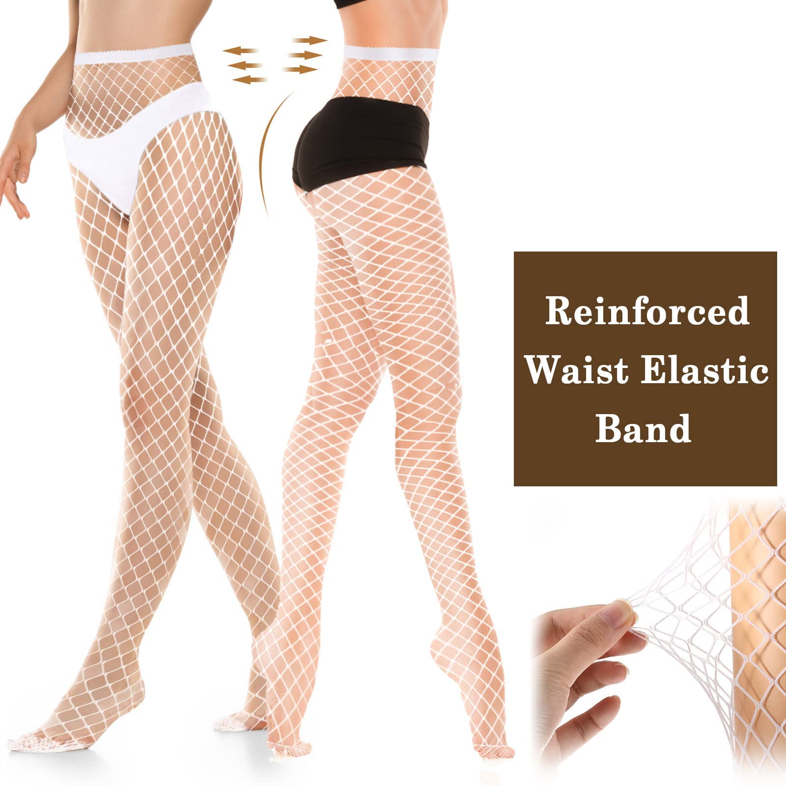 Sexy White Fishnet Stockings for Women - High Waist Sheer Pantyhose & Christmas Lingerie Tights - Perfect for Halloween, Cosplay, and Party Outfits