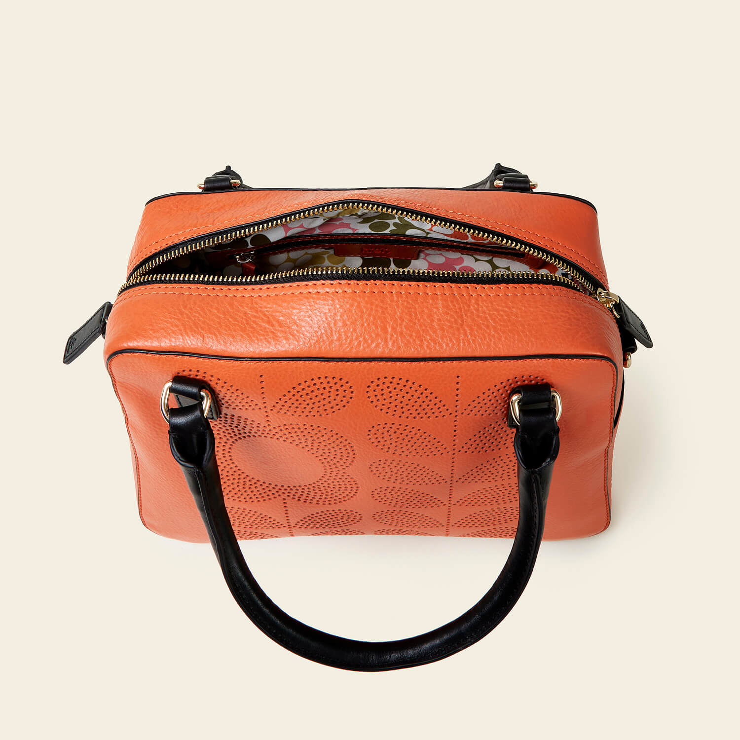 Beatrice Handbag - Elegant Punched Tall Flower Design in Orange | Stylish Women's Crossbody Bag for Work, Travel & Everyday Use