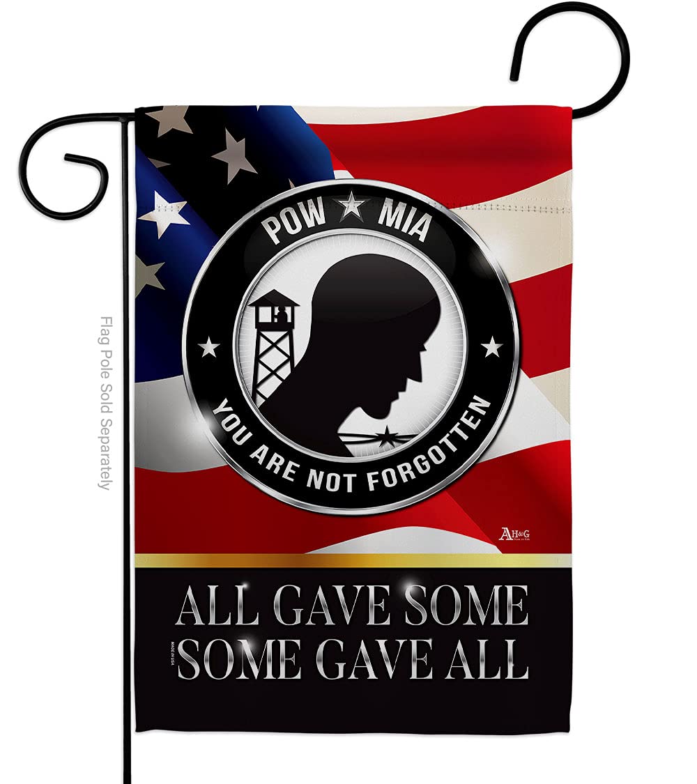 Americana Home & Garden G142000-BO 13x18.5 Inch Double-Sided POW MIA Garden Flag - Patriotic Military Tribute Banner for Yard, House Decoration & Armed Forces Gifts - Perfect for Memorial Day, Veterans Day & Military Appreciation Events