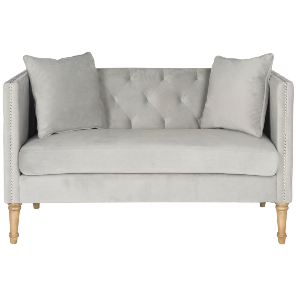 Safavieh Sarah Grey & Espresso Sette 3-Piece Living Room Furniture Set - Modern Sofa, Loveseat & Chair for Home Decor | Perfect for Apartments, Living Rooms & Office Spaces