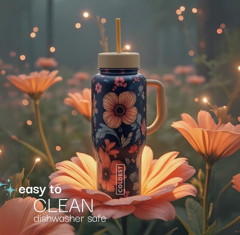 46 oz Stainless Steel Insulated Tumbler with Handle and Straw - 100% Leak Proof, 3 Lids, Cup Holder Friendly, Coldest 40 oz Tumbler for Women & Men (Saving Private Camo) - Perfect for Outdoor Adventures, Gym, and Office Use