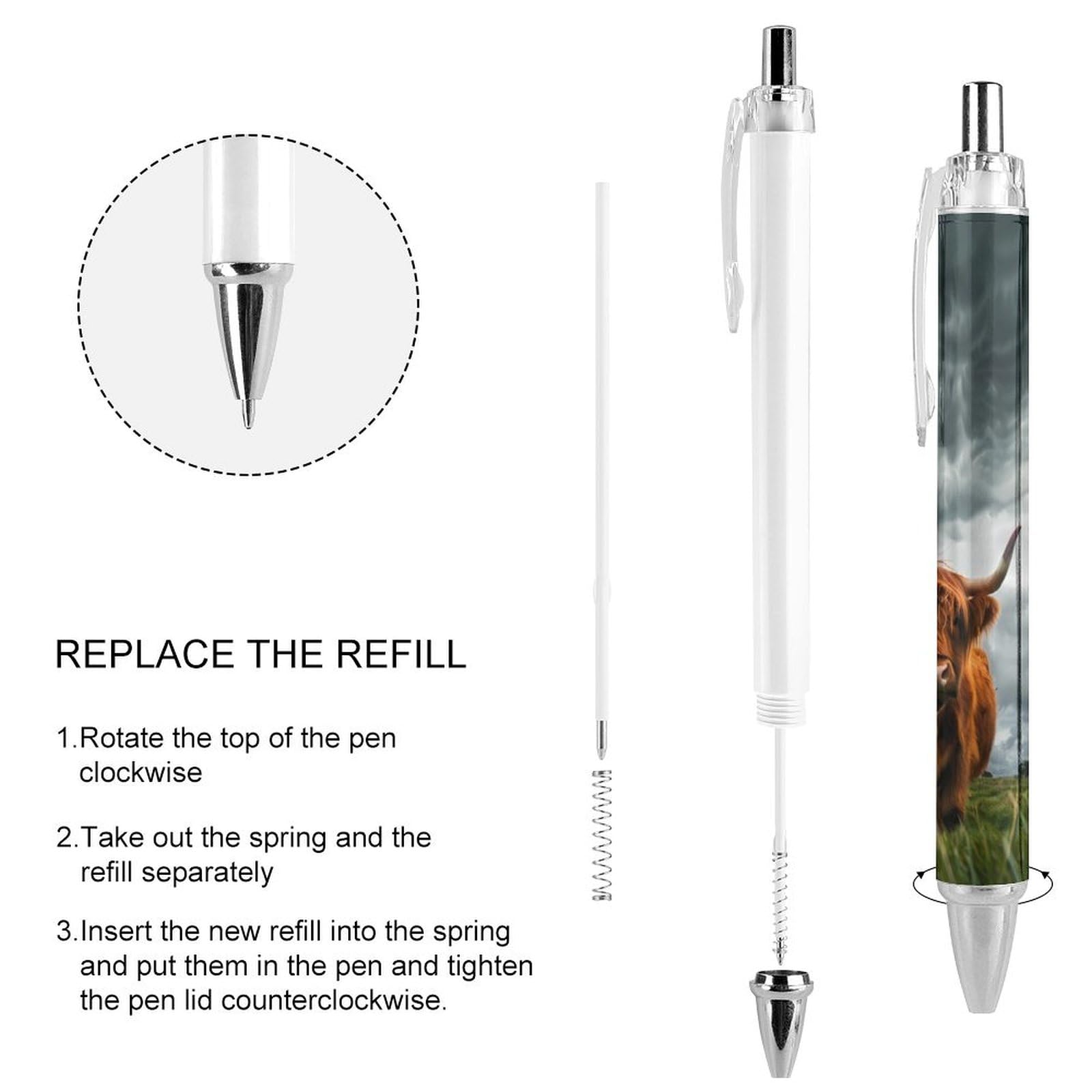 Premium Highland Cow Scottish Highlands Themed Ballpoint Pen - Retractable Office & Work Pen for Men & Women - Perfect for Gifts, Writing, and Collectibles