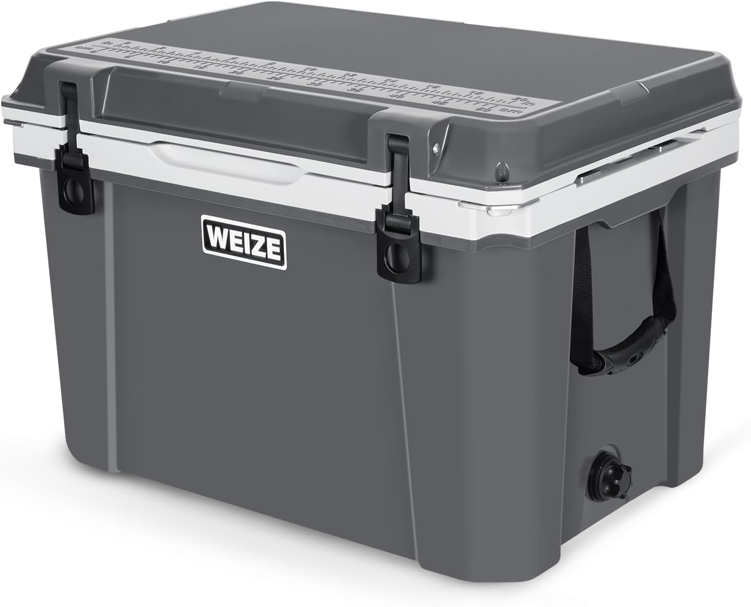 WEIZE 55 Quart Ultra Light Hard Cooler - Insulated Ice Chest Box with Bottle Opener, Keeps Ice Cold for 8 Days - Portable for Camping, Beach, Picnics & Outdoor Adventures (Grey)