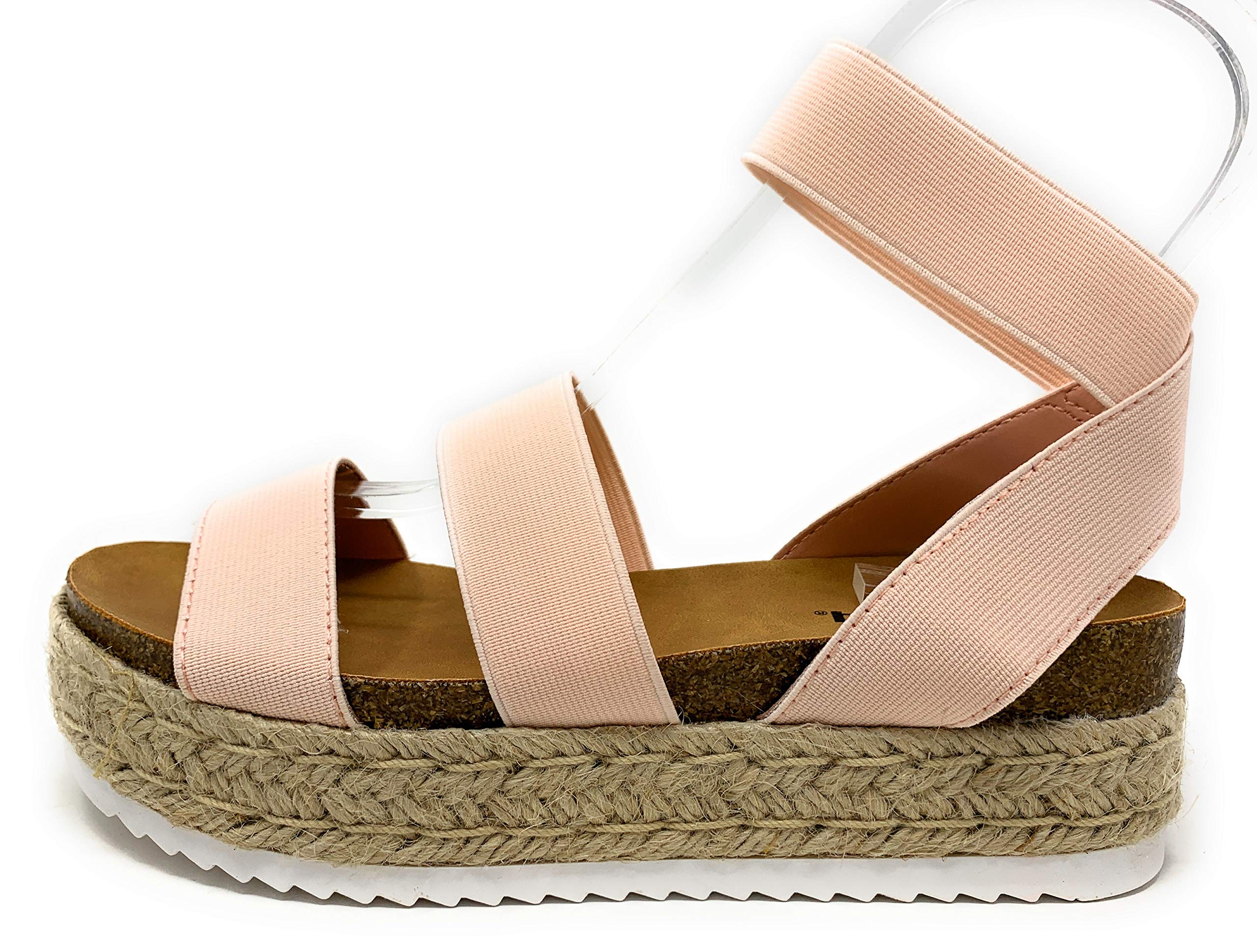Women's Spring Flatform Espadrille Wedge Sandal - Comfortable Casual Shoes for Women, Size 6, Blush Pink | Perfect for Beach, Vacation, and Summer Outfits