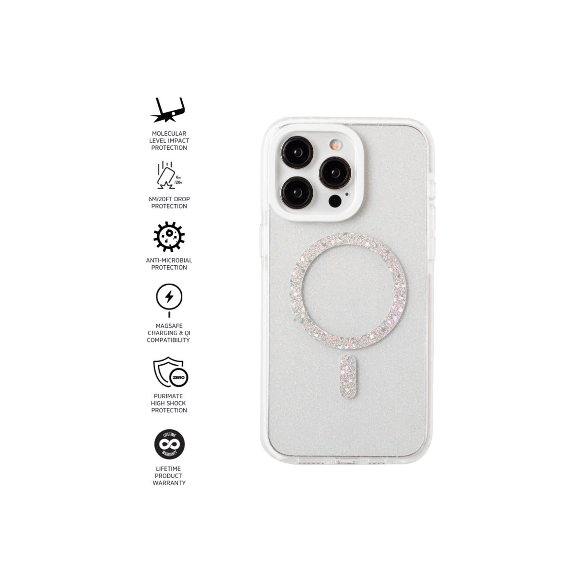 Impact Zero® Galaxy Clear/Glitter Case for Apple iPhone 15 Pro Max - Slim Protective Cover with Shock Absorption | Perfect for Everyday Use, Travel & Outdoor Activities