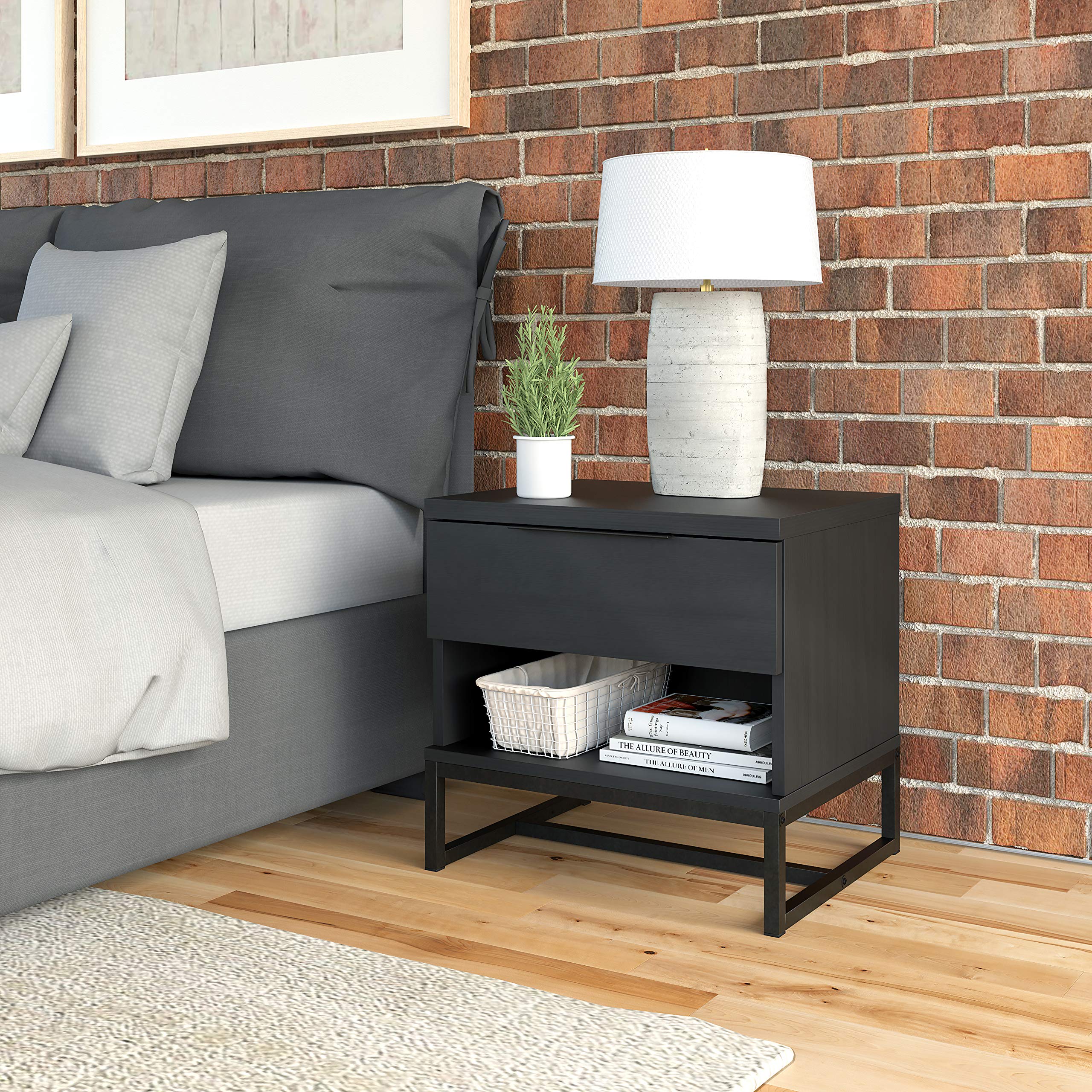 Boyd Sleep Catania Contemporary Wood Finish 5-Piece Drawer Nightstand - Modern Black Bedside Table for Bedroom, Living Room & Guest Room Storage