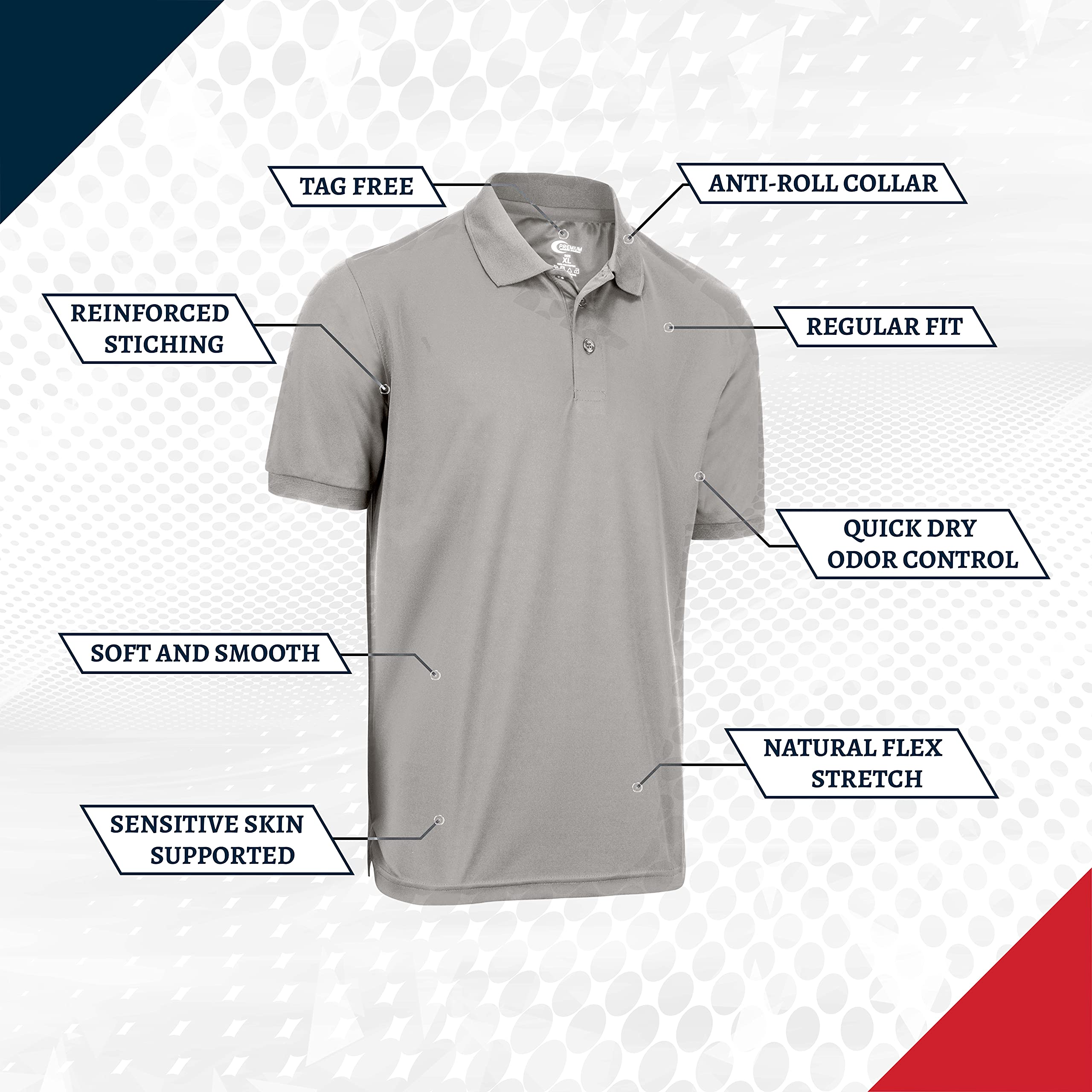 Premium Moisture-Wicking Men's Polo Shirt - Breathable Quick-Dry Performance Golf & Casual Wear for Active Lifestyles