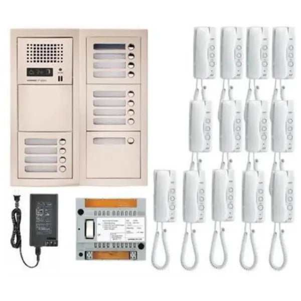 Aiphone GT-13H 13-Apartment Multi-Tenant Audio Intercom System with Handset (GT-1D) - Secure Entry Solution for Apartment Buildings & Multi-Unit Properties