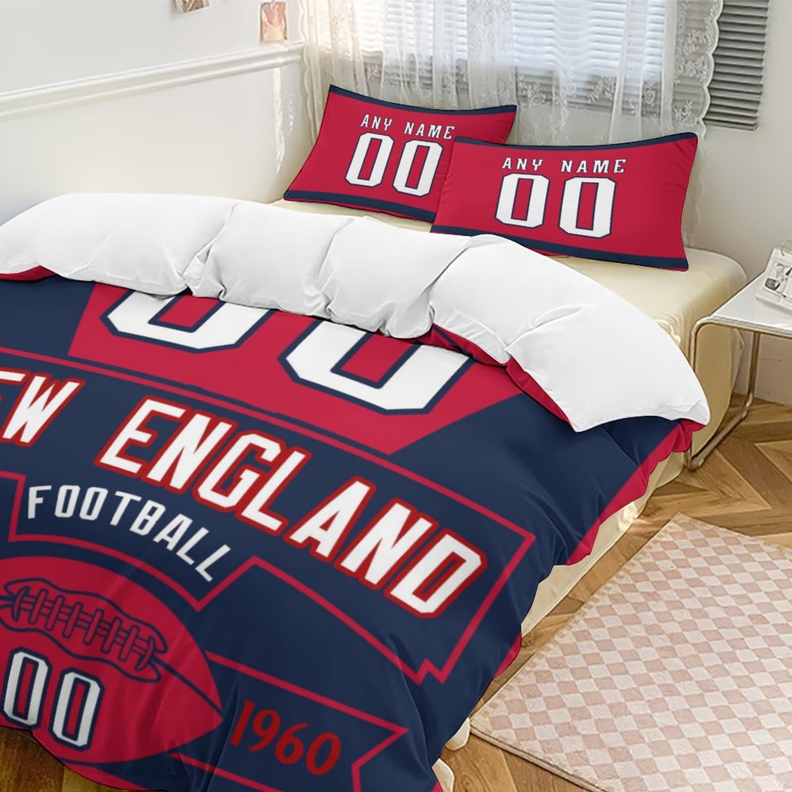 Custom Football Comforter Set - 3 Piece Bedding (Comforter + 2 Pillowcases) for Sports Fans | Personalized Name & Number | Soft Lightweight Quilt | Football Themed Bedroom Decor | Perfect for Game Nights & Fan Rooms