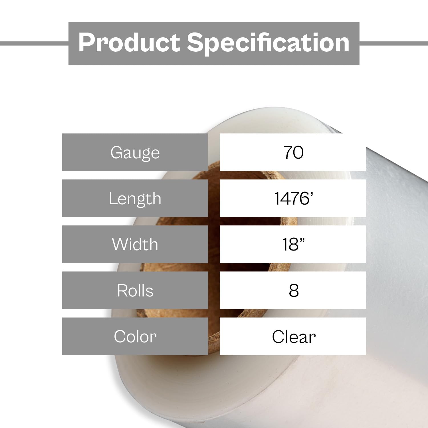 PSBM Stretch Wrap - 8 Pack, 17 Inch x 1476 Feet, 65 Gauge Clear Plastic Cling Film for Moving, Packing & Pallet Wrapping - Heavy Duty Cast Hand Stretch Wrap for Secure Shipping & Storage