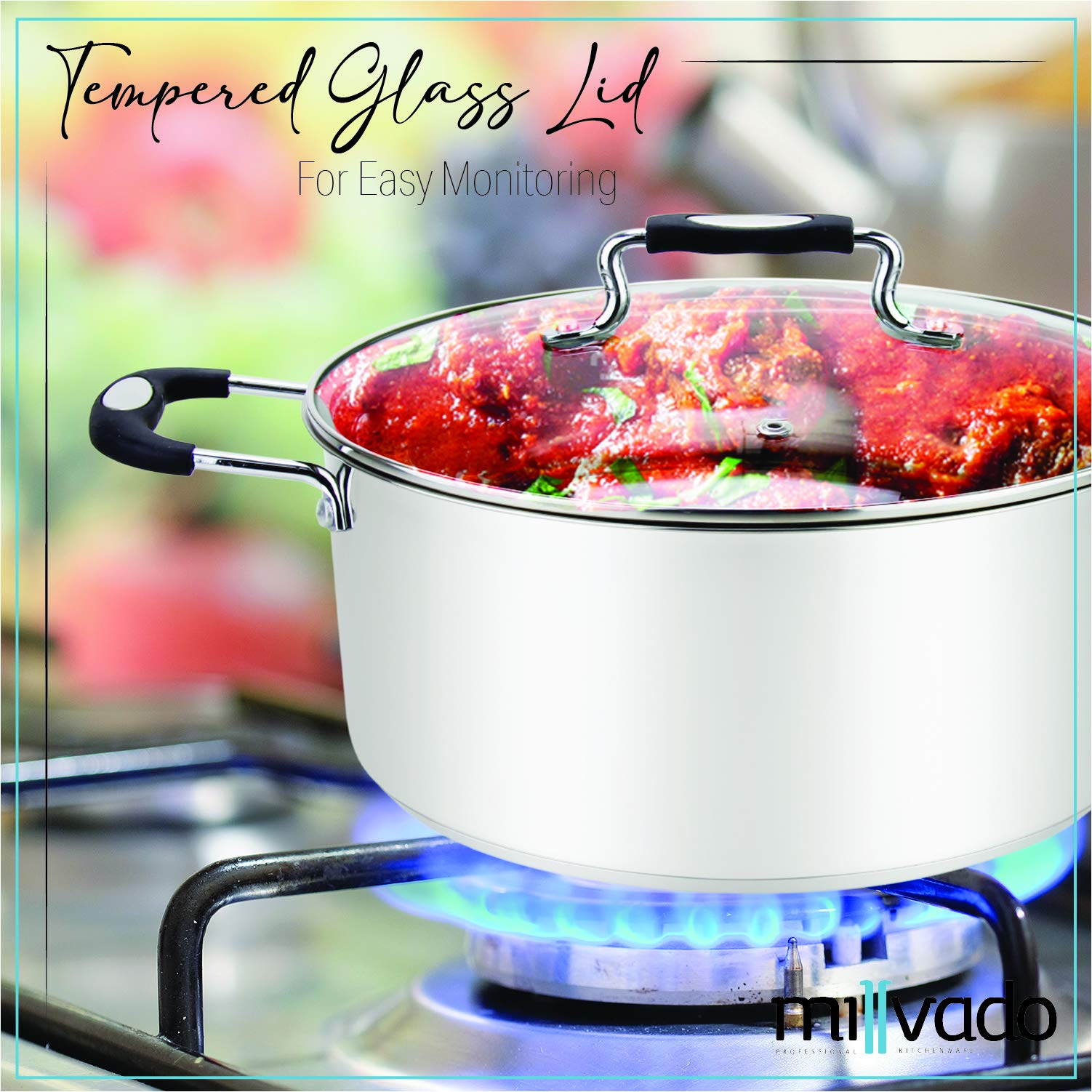Premium 12.6 Quart Stainless Steel Dutch Oven - Induction Compatible Casserole Pot for Soup, Pasta, Braising & Slow Cooking - Urban Collection Mirrored Finish Round Pot - Perfect for Family Dinners & Camping Meals