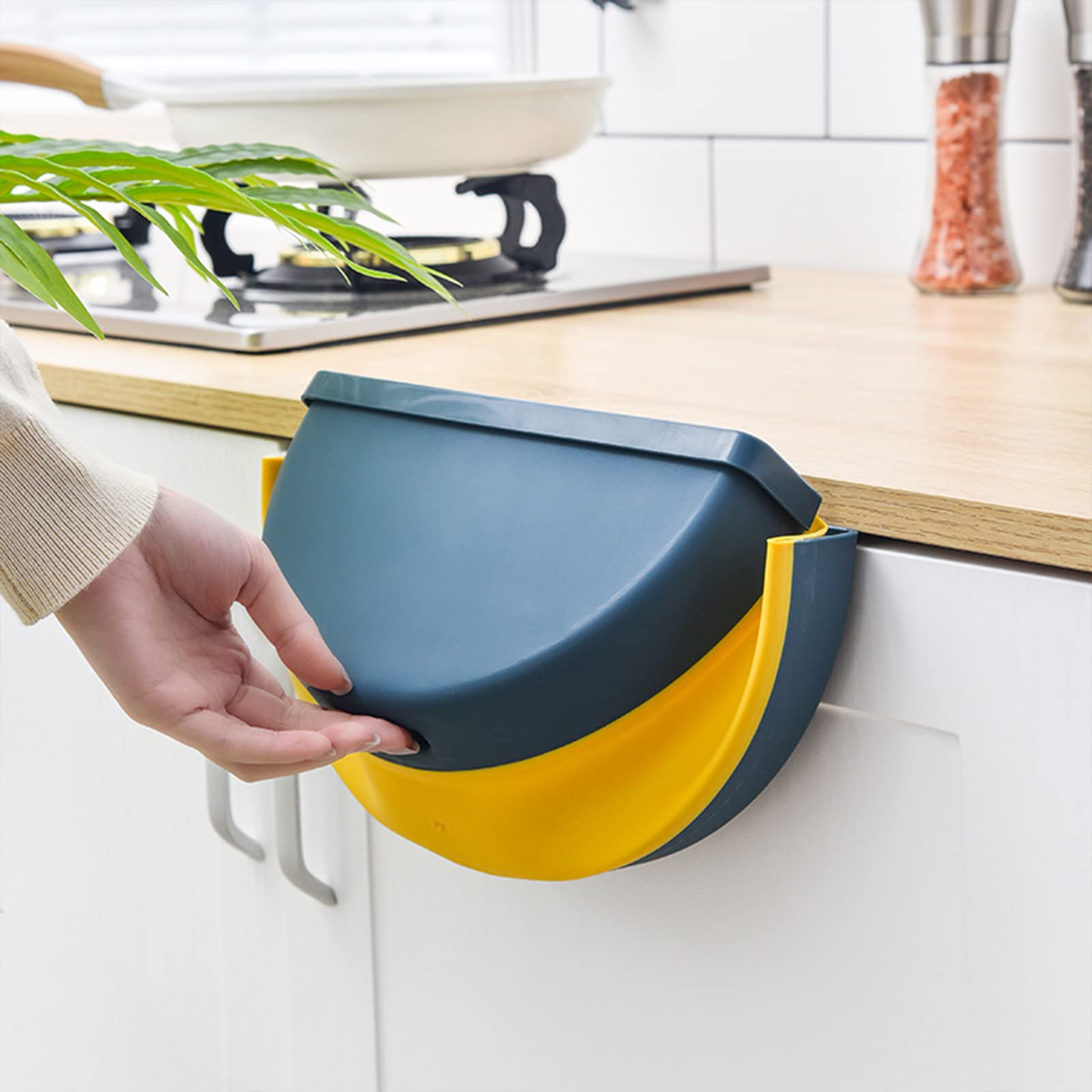Firlar JYCAR Hanging Folding Mini Trash Can - Small Collapsible Garbage Bin for Kitchen Cabinet Door, Bathroom, Bedroom, Home, Car & Camping - Space Saving Waste Bin for Compact Living & Travel