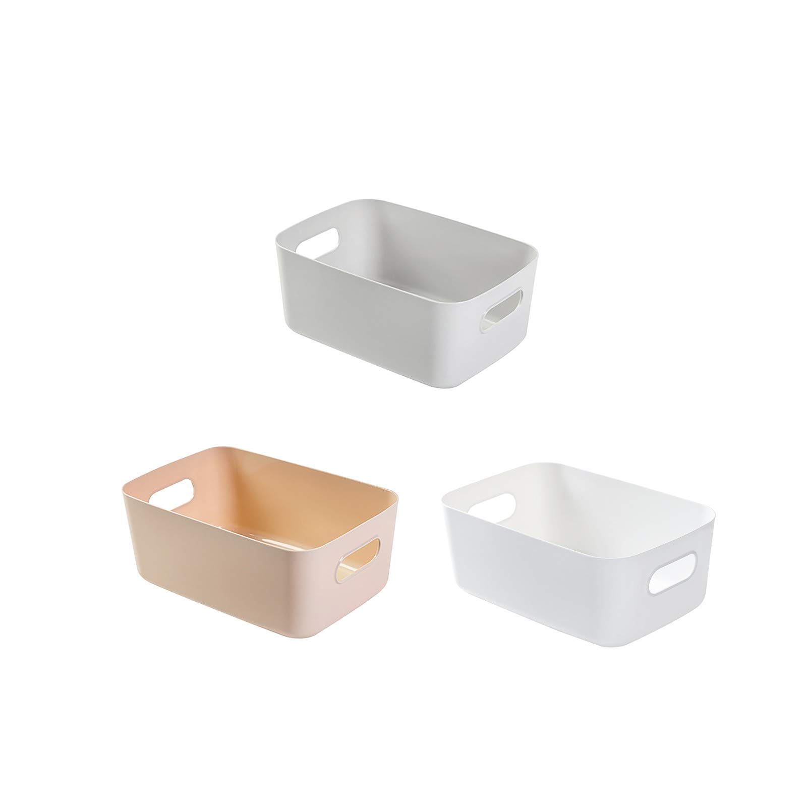YXWLLN 3-Piece Plastic Storage Box Set - Snack, Cosmetic & Sundries Organizer for Home, Kitchen & Bathroom Organization