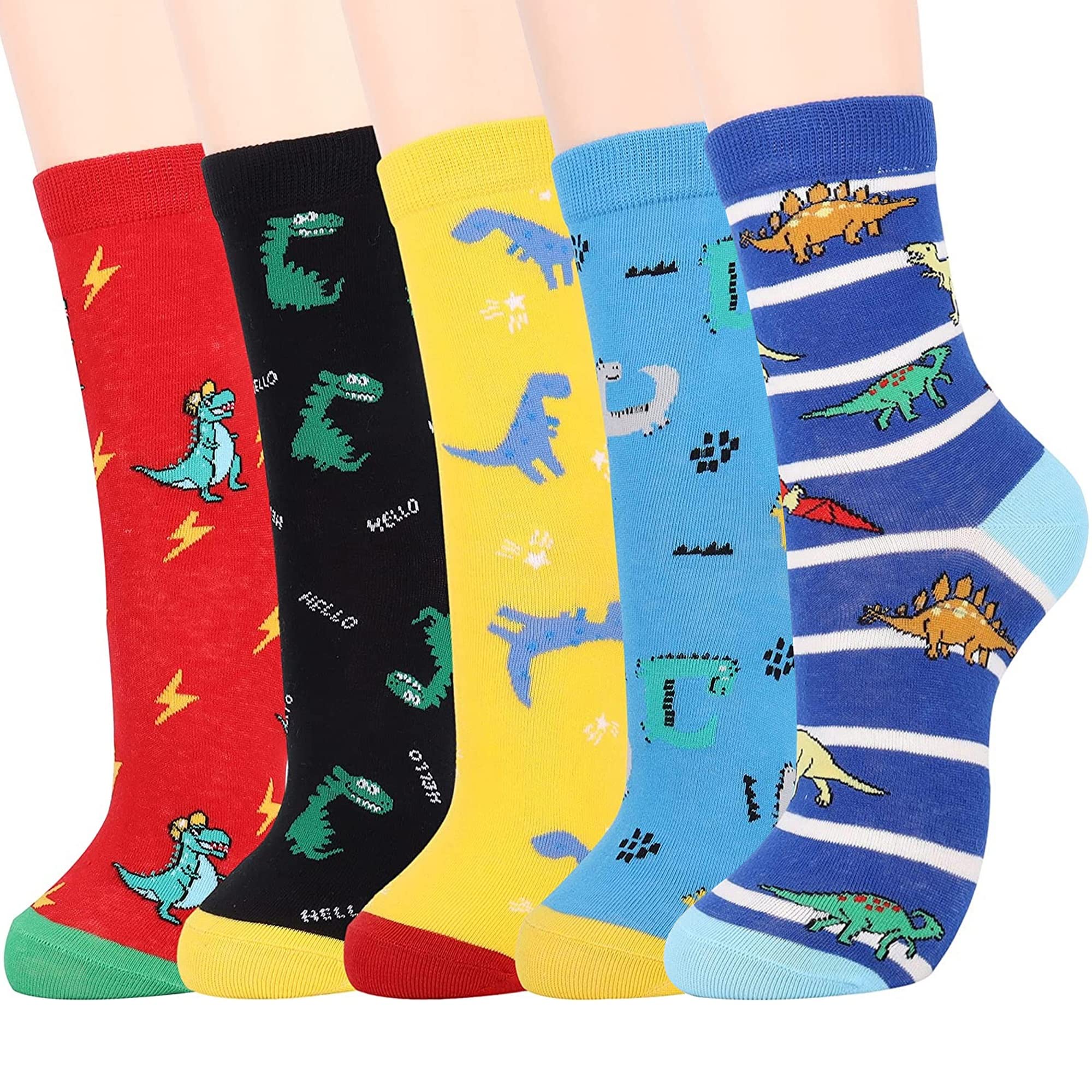 Jeasona Boys Crew Socks - Funny Animal Print Kids Socks for Teen Boys | Soft Cotton Christmas Gifts, Birthday Presents & School Essentials (6 Pairs) | Perfect for Daily Wear, Sports & Holiday Outfits