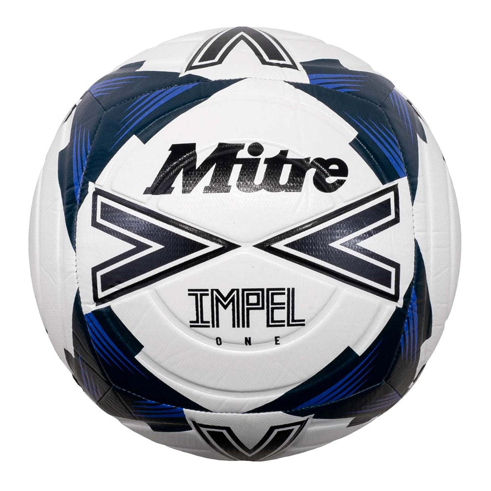 Mitre Impel One 24 Football - Official Size 5 Soccer Ball for Training & Matches (White/Blue) - Perfect for Youth & Adult Soccer Practice, Games, and Backyard Play