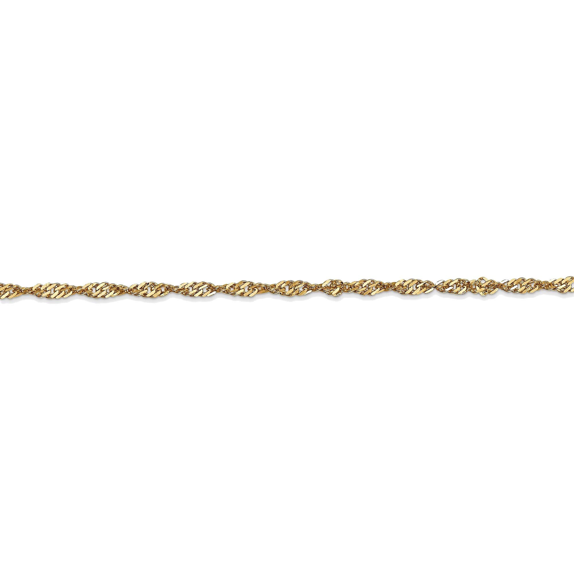 Bonyak 14K Yellow Gold 2mm Singapore Chain Necklace for Women - Elegant Layering, Gift Giving & Everyday Wear