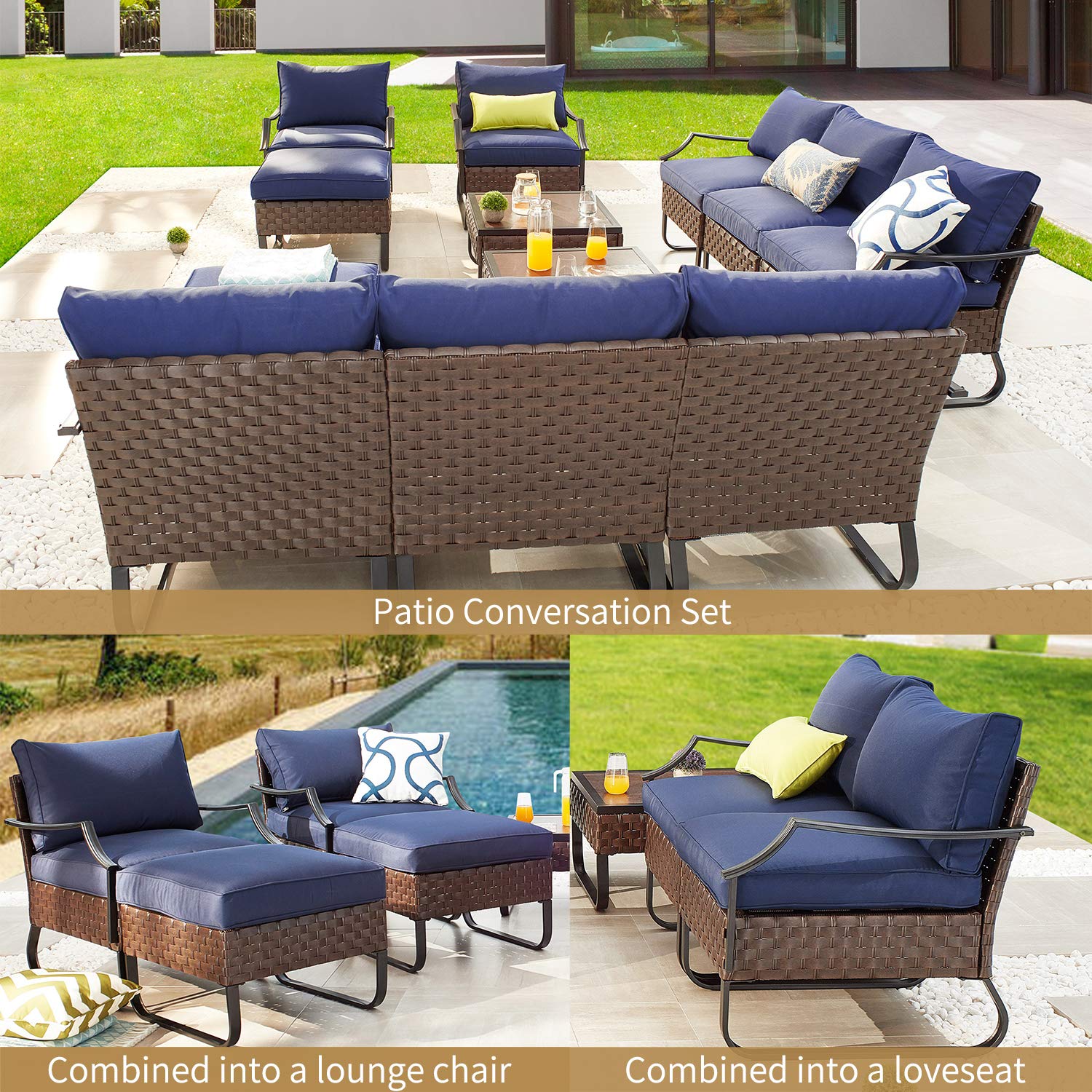PatioFestival 12-Piece Outdoor Patio Furniture Set with Thick 8.66
