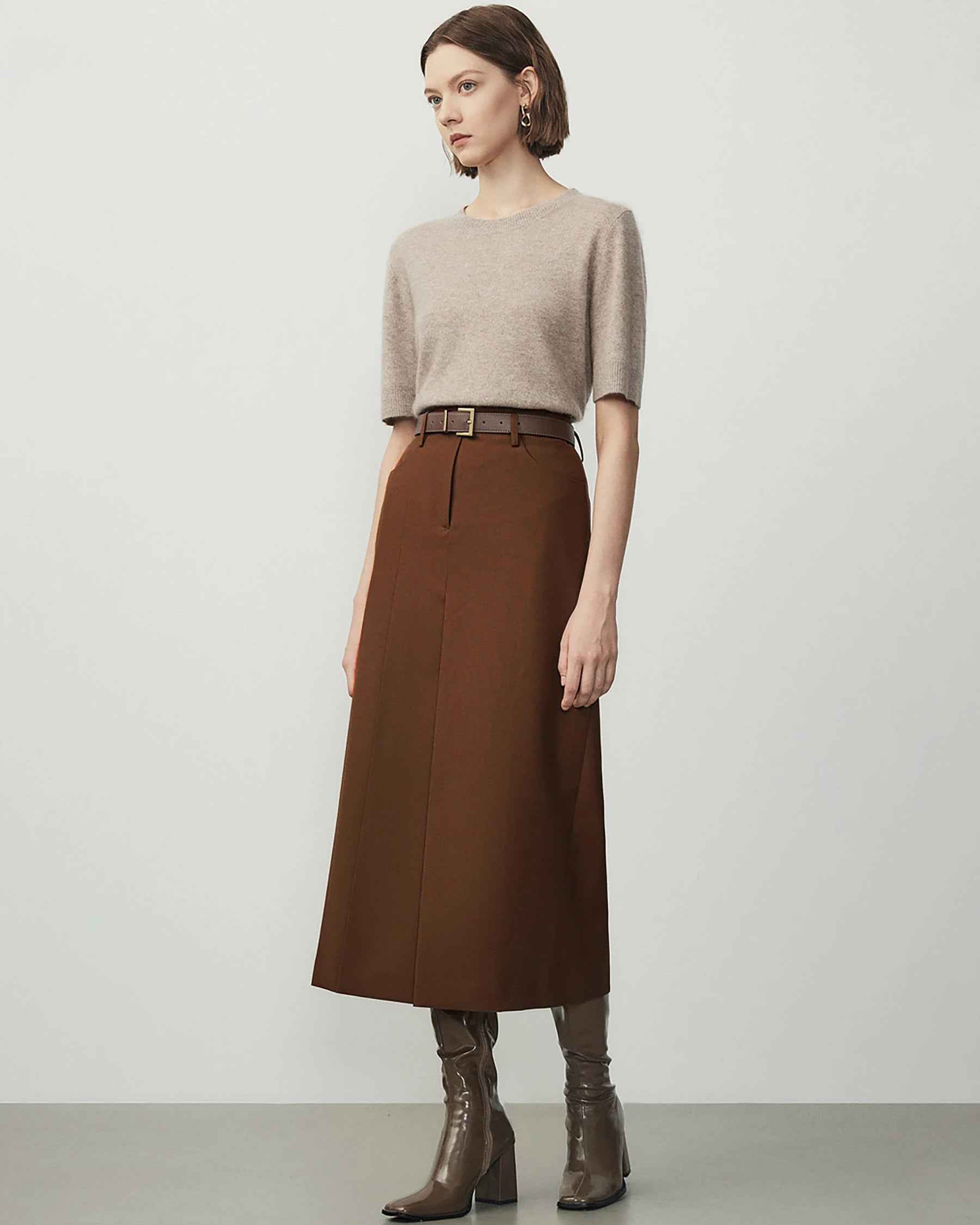 Elegant A-Line Wool Midi Skirt for Women | Winter Fashion Staple | Perfect for Office, Parties & Date Nights