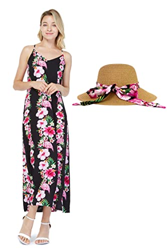 Pink Black Hibiscus Vine + Hat